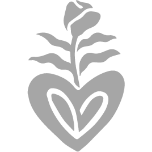 Stylized drawing of a heart with plant or flower growing out of it.