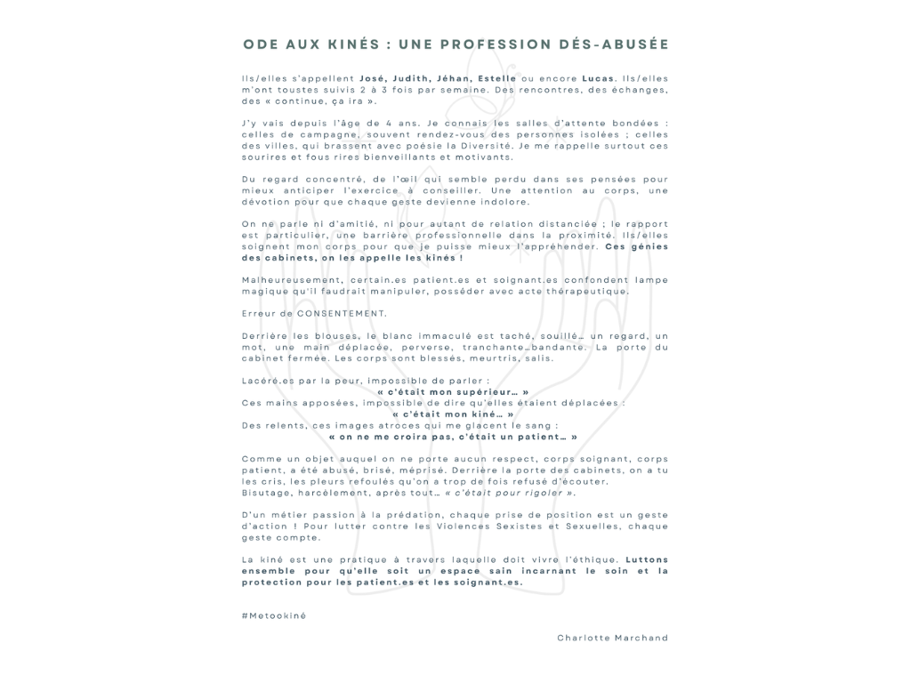 Ode aux kinés