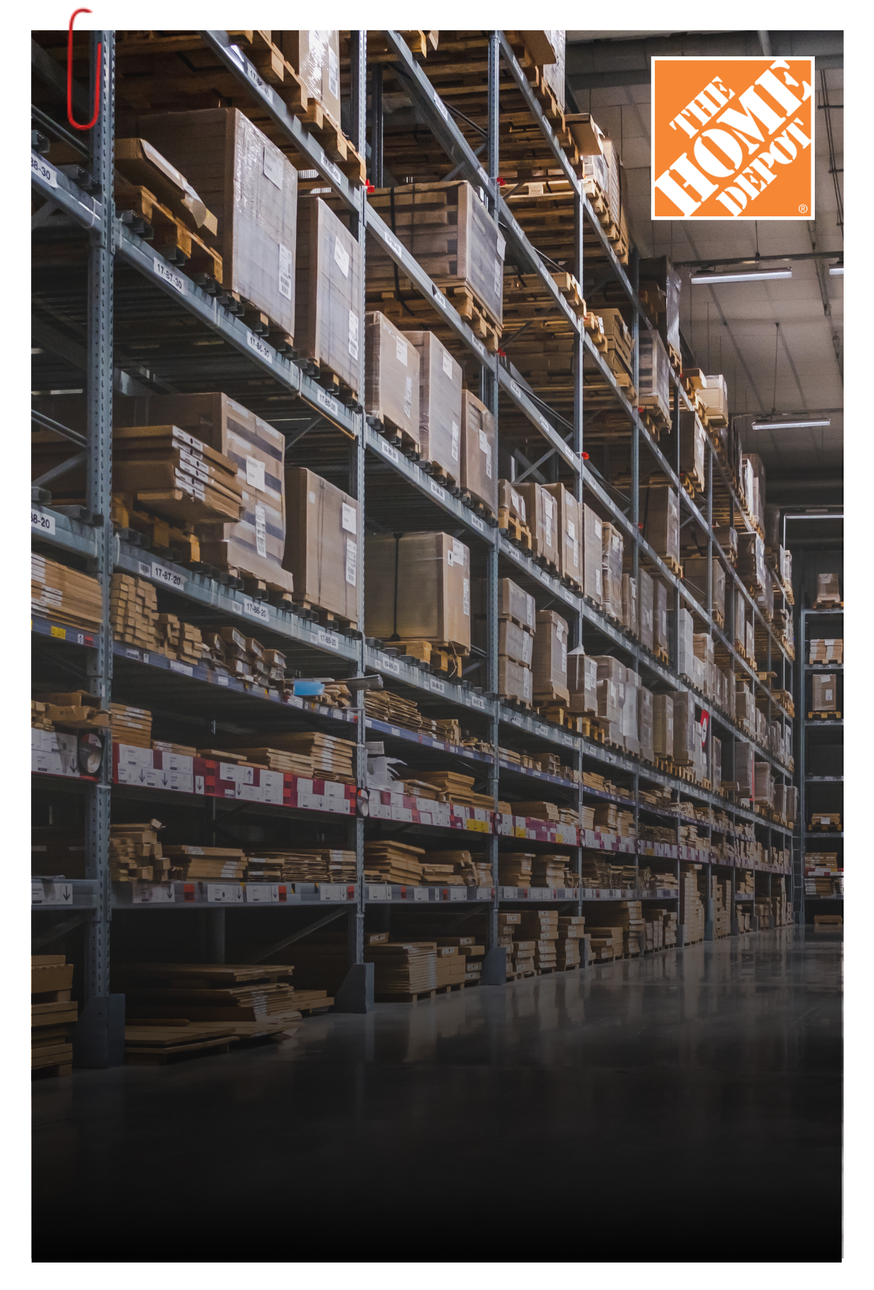 Aisle of plywood sheets and cardboard boxes for Block+Tackle's The Home Depot Pro Offers Measurement Dashboard Case Study