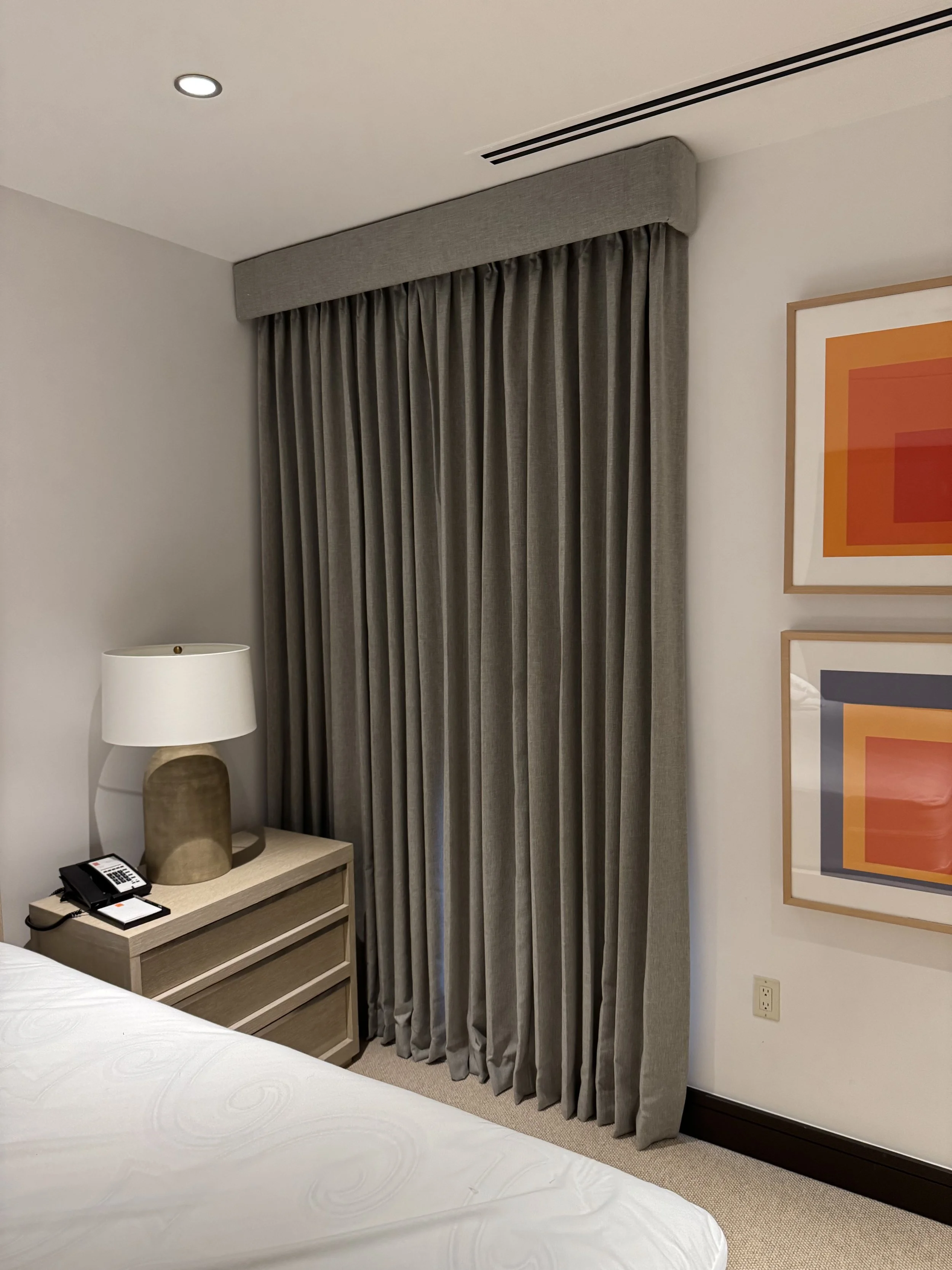 Custom Cornice w/ Pleated Blackout Drape