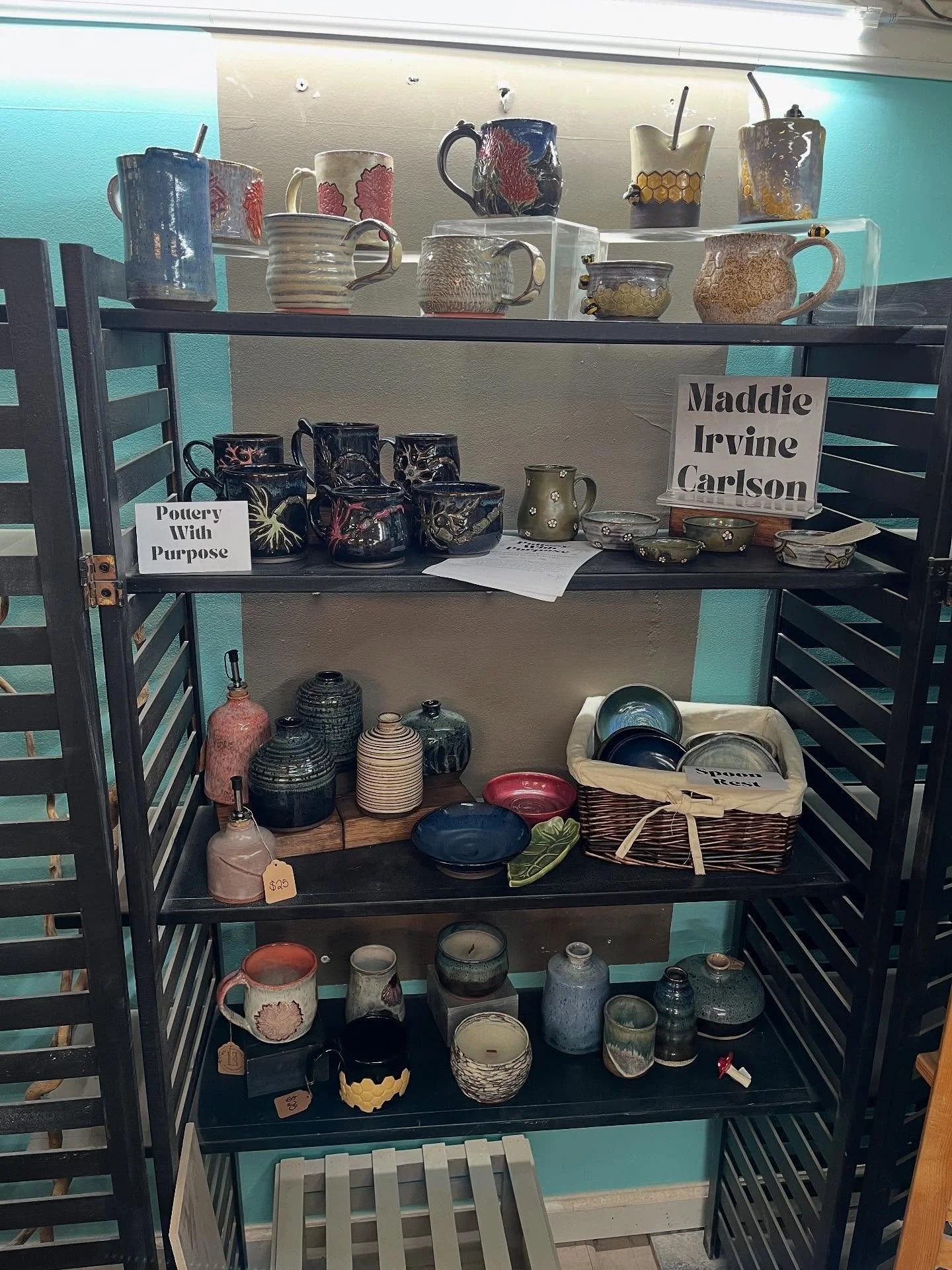 I’m so excited about my upgraded shelf space at Manassas Clay! Almost all of my stock is out there so I am hard at work making more :)