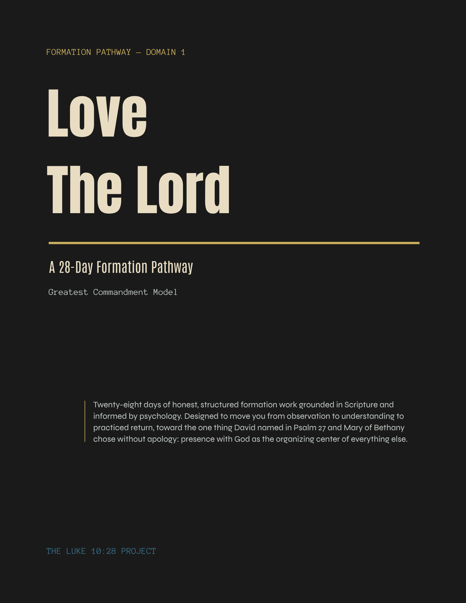 The Love the Lord Formation Pathway