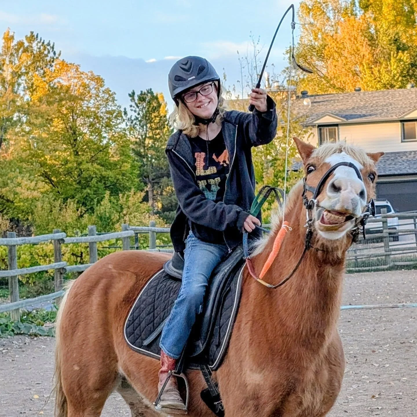 Our Equine Science Class was learning the different categories of both Operant and Classical behavior conditioning, and our main activity was the proverbial &quot;carrot on a stick&quot;, or....fishing for horses! 🥕 

It was quite fun with a lot of 