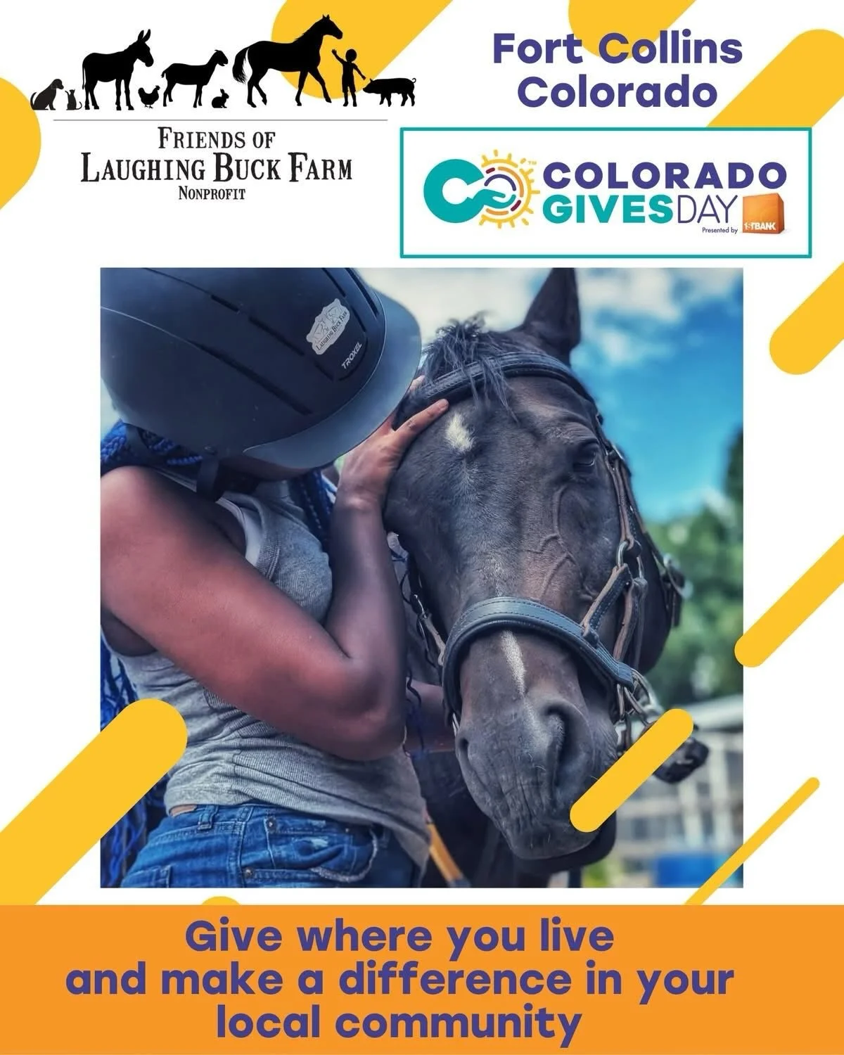 If you&rsquo;d like to support a small but mighty nonprofit through Colorado Gives (and year-end giving) please consider Friends of Laughing Buck Farm. 

The demand for our Adaptive Riding program has grown this year, and we&rsquo;d like to finish ou