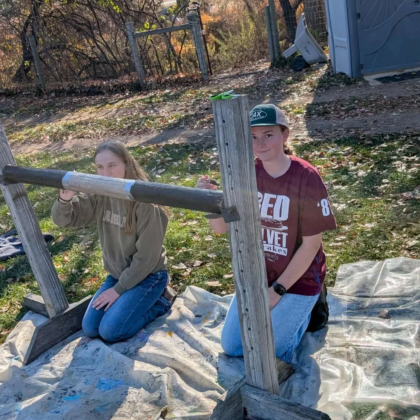A HUGE shout-out and thank you to Ashley and Abby. These two amazing teens painted several of our ground poles in fantastic colours that are fun, visually appealing, and easy to see for vision impaired students. They did this service project for &ldq