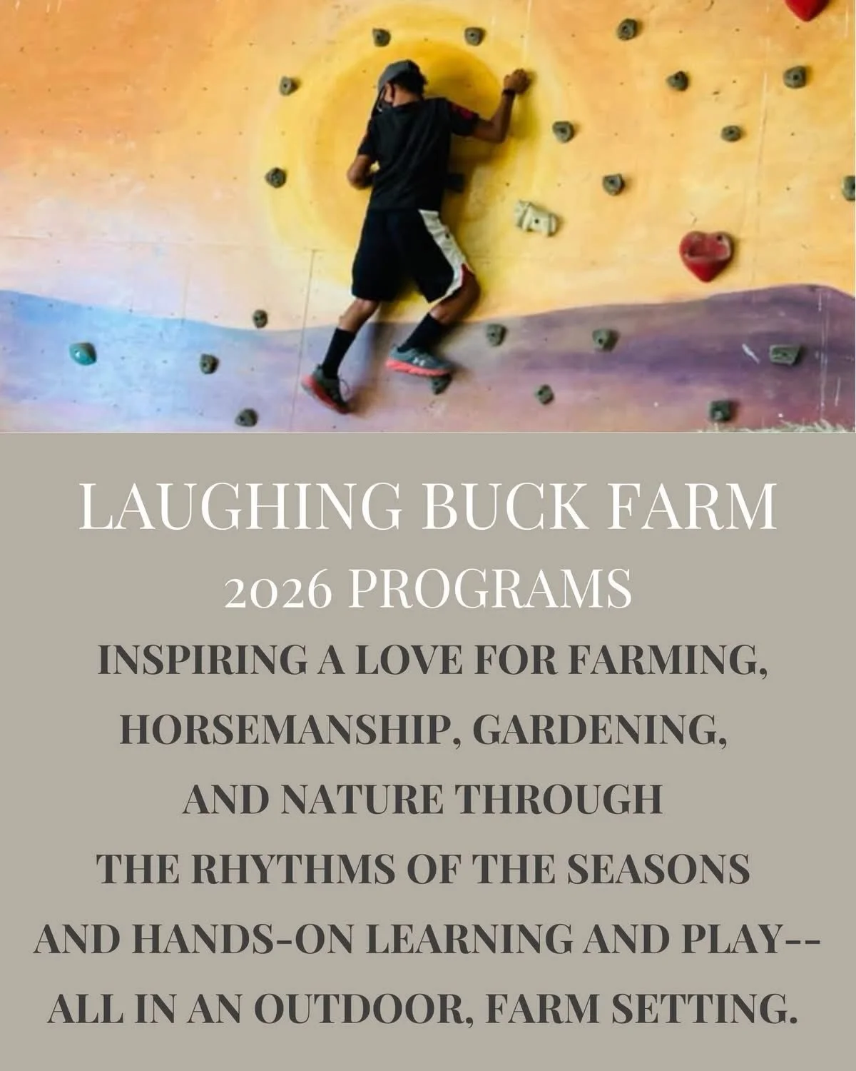 🌟🐴 What&rsquo;s happening in 2026 at Laughing Buck Farm? 🐐🌟

🌳💚 We believe kids (and adults!) grow better OUTSIDE.
From ☀️ day camps and 🐎 riding lessons to 🏕️ summer camps &mdash; we offer programs for all ages and interests (yes, adults too