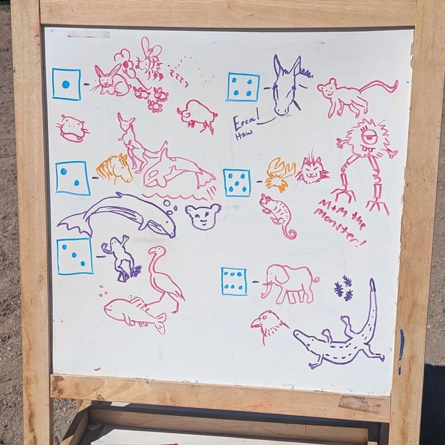 Fun Adaptive lesson activity: learning where the dressage letters are in the arena by thinking of animals whose names start with each letter, and challenging instructor Rachel to draw them on the spot! 

At the end, one of our students showed off how