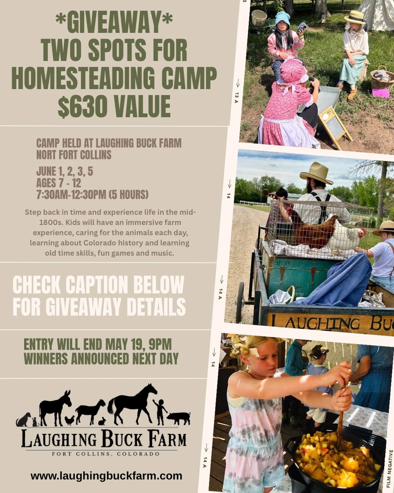 JUNIOR HOMESTEADER SUMMER CAMP GIVEAWAY!

*Like this post on Facebook / Instagram
* Follow us on Facebook / Instagram, 
* Share this post
*Tag a friend 
to be in the running to win TWO spots in our popular Junior Homesteader Camp-$630 value

Camp det