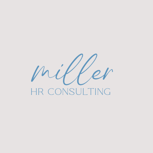 Logo for Miller HR Consulting with the word 'miller' in blue script and 'HR CONSULTING' in capital letters underneath on a light gray background.