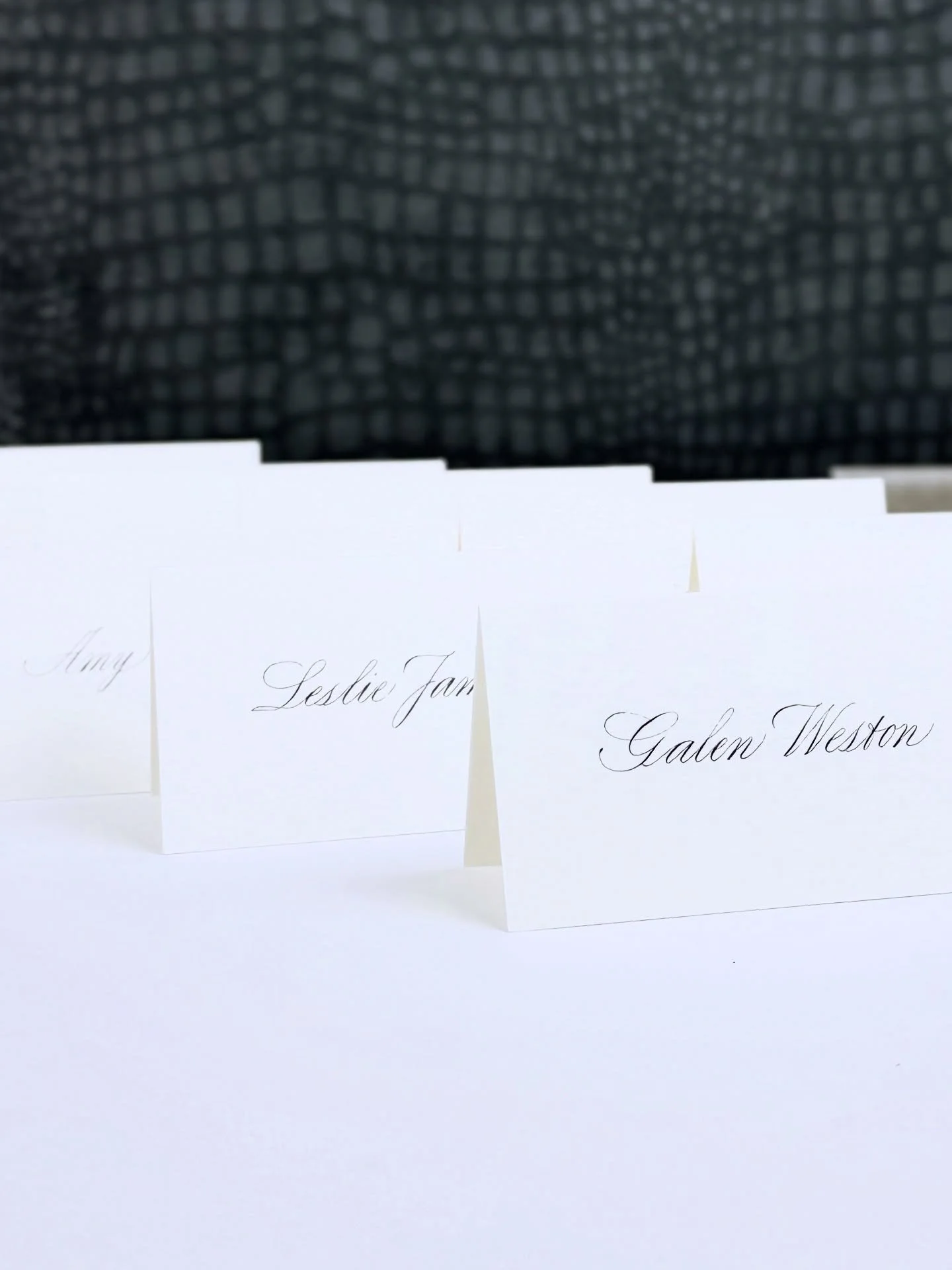 Pointed pen calligraphy in Classic Script for a private luncheon. #torontocalligraphy #eventcalligraphy #torontocalligrapher #placecardcalligraphy