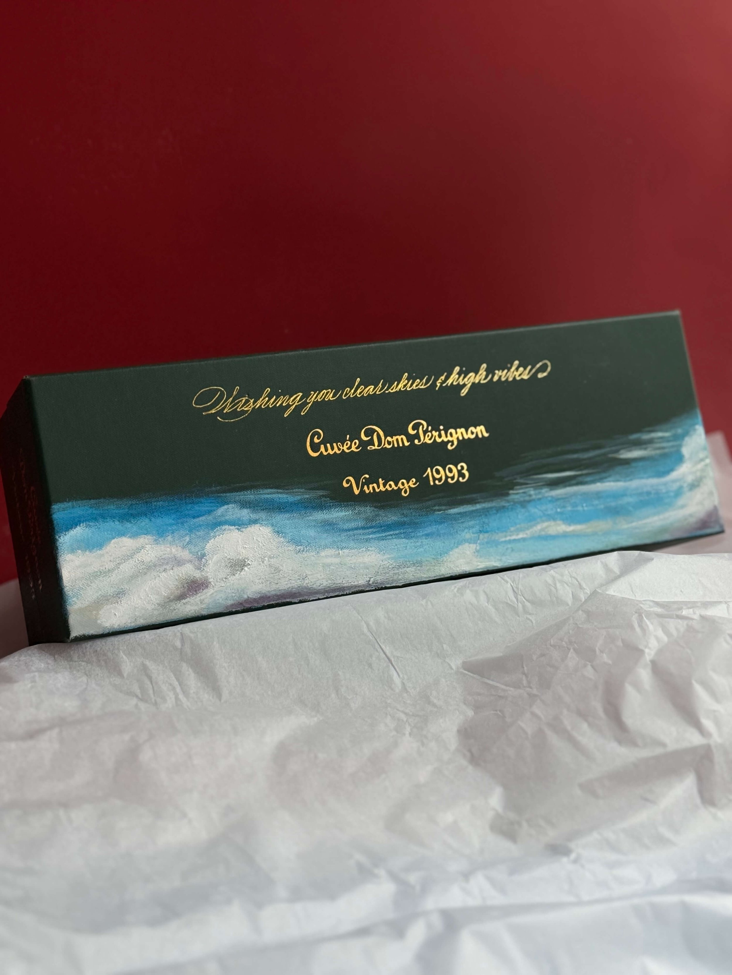 Gold Foil and Hand Painted Art on Wine Packaging 