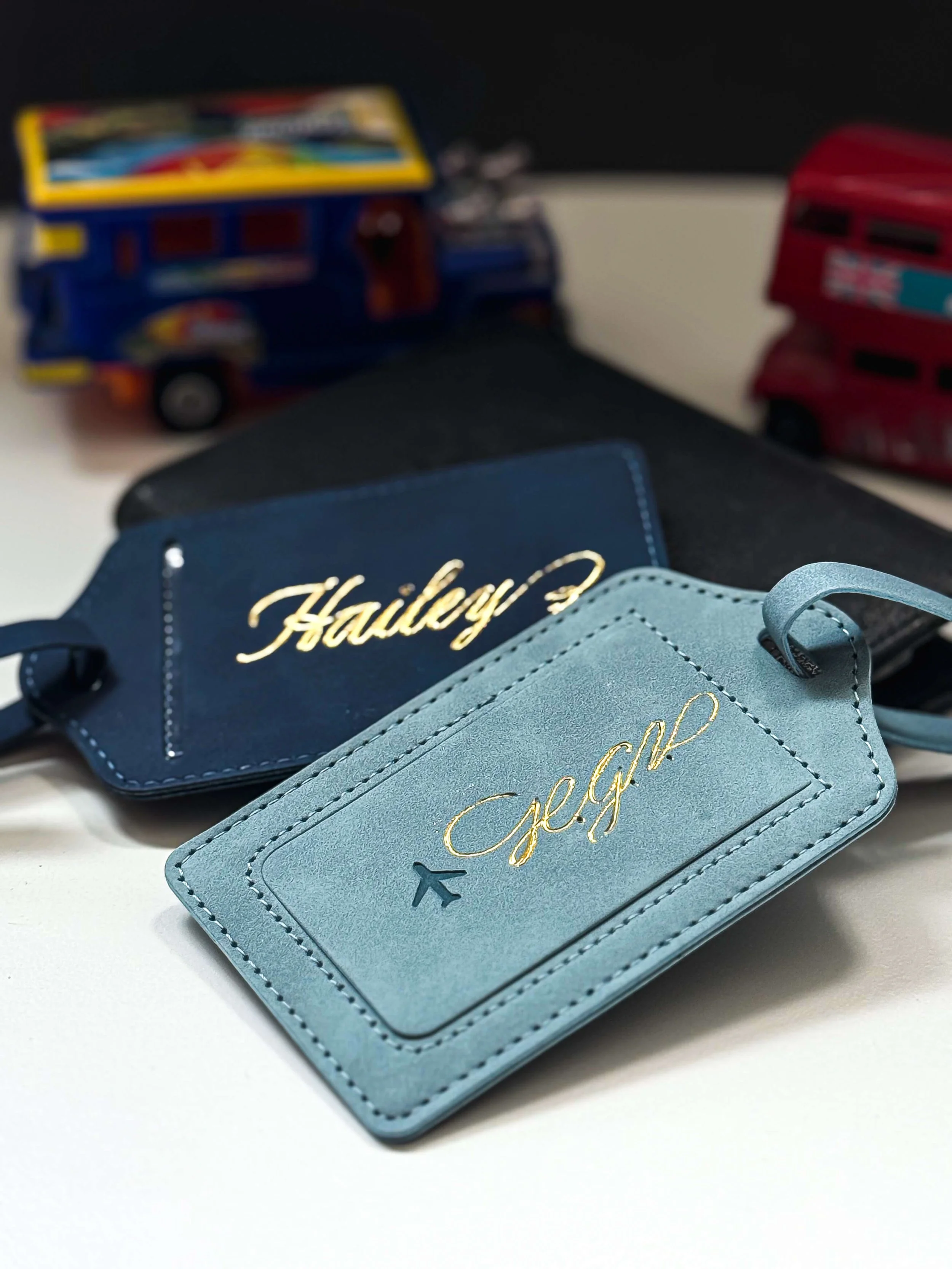 Gold Foil on Luggage Tags