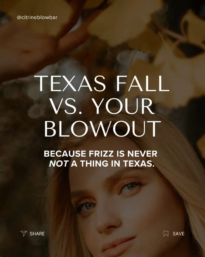Pumpkin spice? Always. 🎃
Frizz? Absolutely not. 🙅&zwj;♀️

Texas &ldquo;fall&rdquo; = cool mornings, humid afternoons, Friday night lights, and a whole lot of hair drama waiting to happen. But your blowout doesn&rsquo;t have to suffer through it.

✨