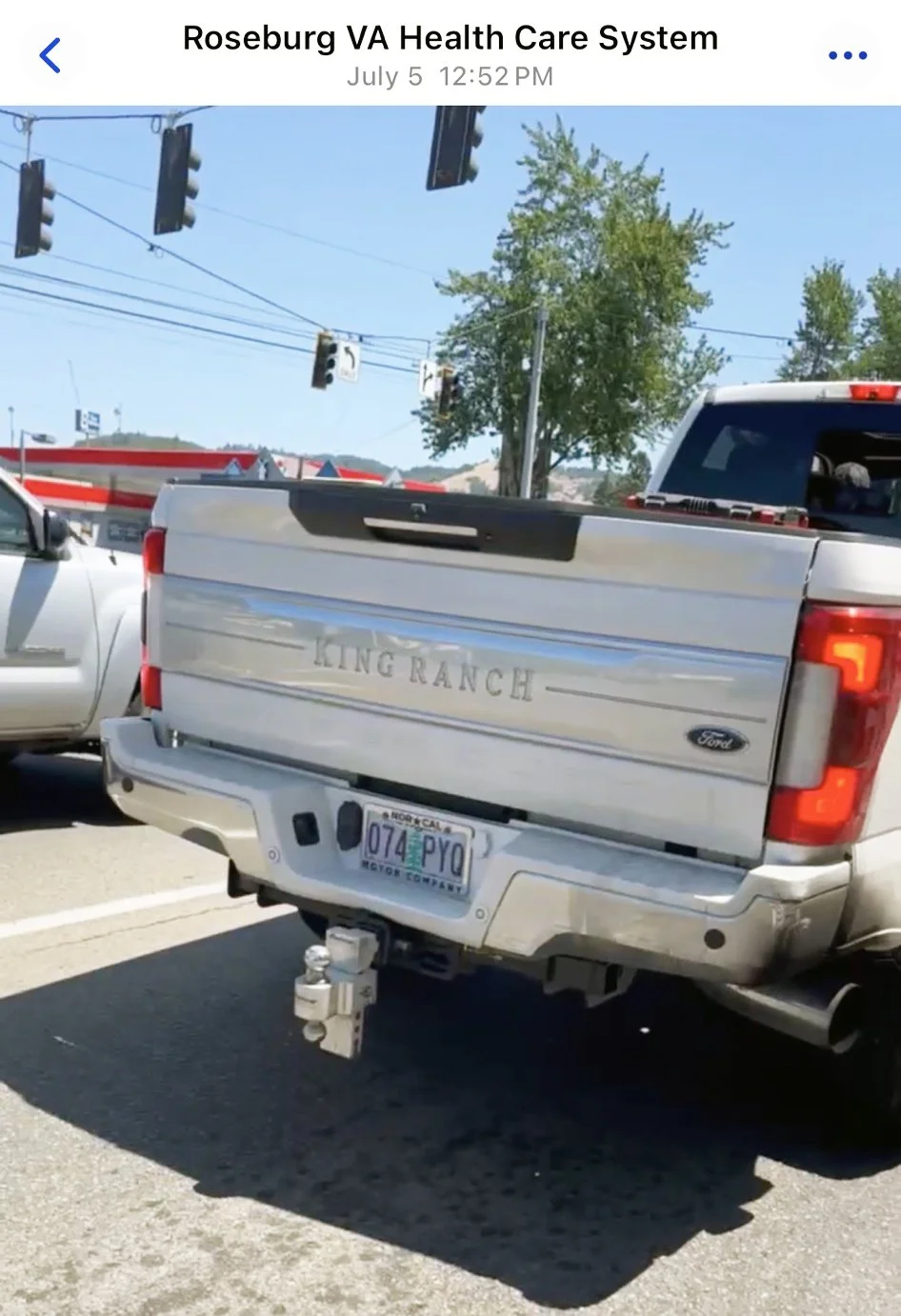 This is your vehicle at the intersection of Garden Valley Blvd and the BLM entrance on July 5th at 12:52 PM, right before you pulled away and coal rolled 20 people.