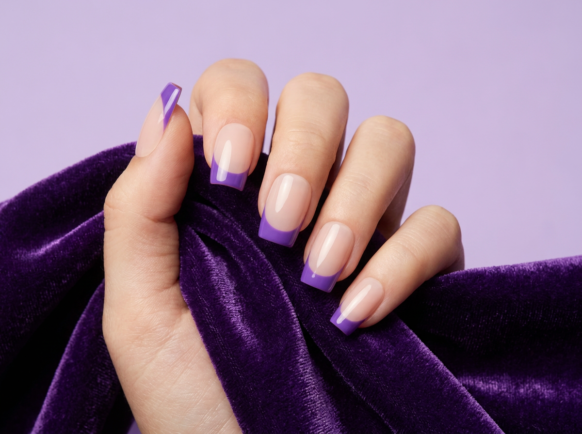 Classic French Tip (Purple, Red, Yellow)