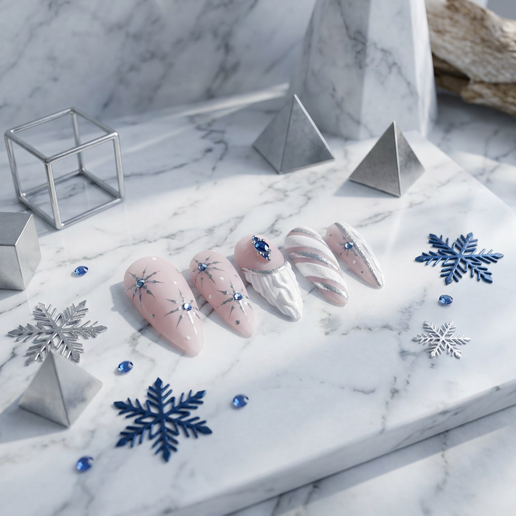 Winter Luxe Blue - Marble and Silver with Nails.png