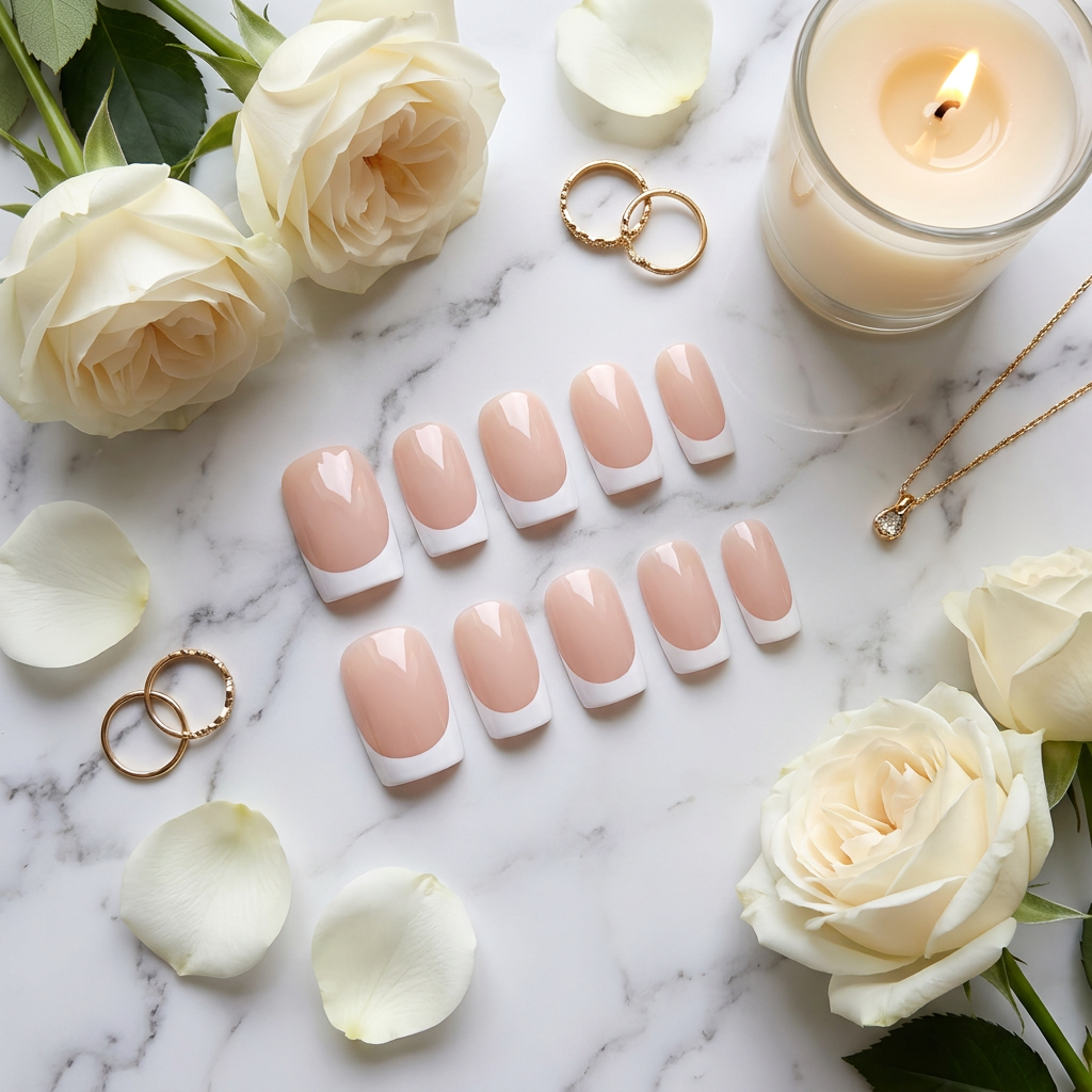 Classic French Tip (White, Black, Blue)