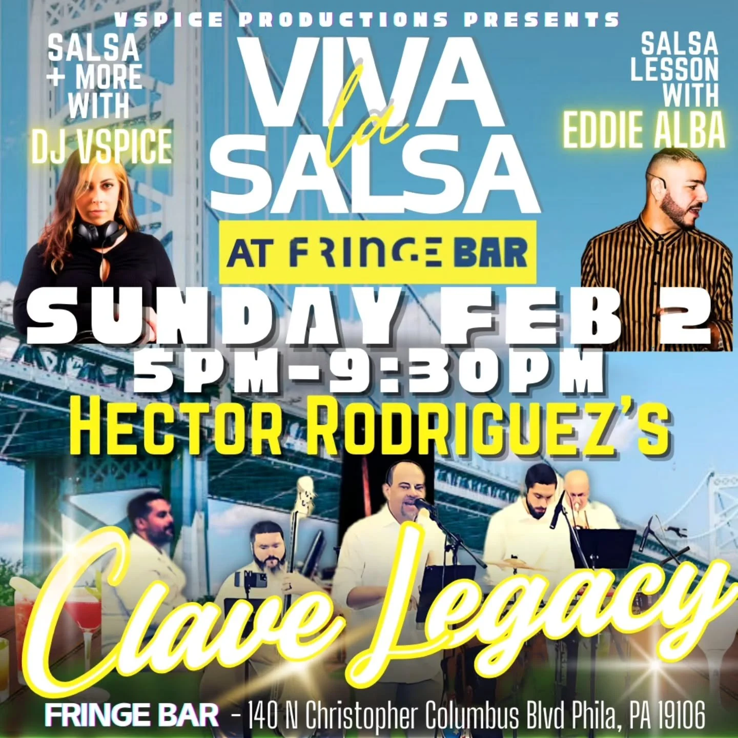 📢 VIVA LA SALSA 📢 2025 kicks off on SUN FEB 2 with  Hector Rodriguez's CLAVE LEGACY + the OFFICIAL after-party for @treintaytres_de RUEDX Delaware!!!!

5pm - Lesson with Eddie Alba of Albasario Dance Company
6-9:30pm - live music and DJ sets with C