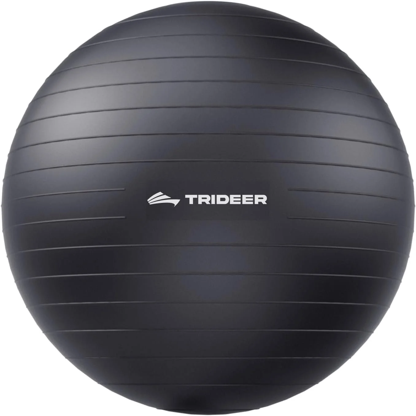 A black exercise ball with the brand name 'TRIDEER' printed on it.