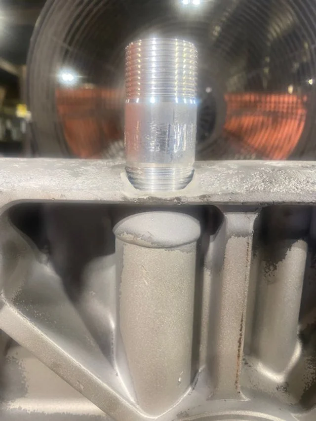 Ground down to attach a new nipple.
