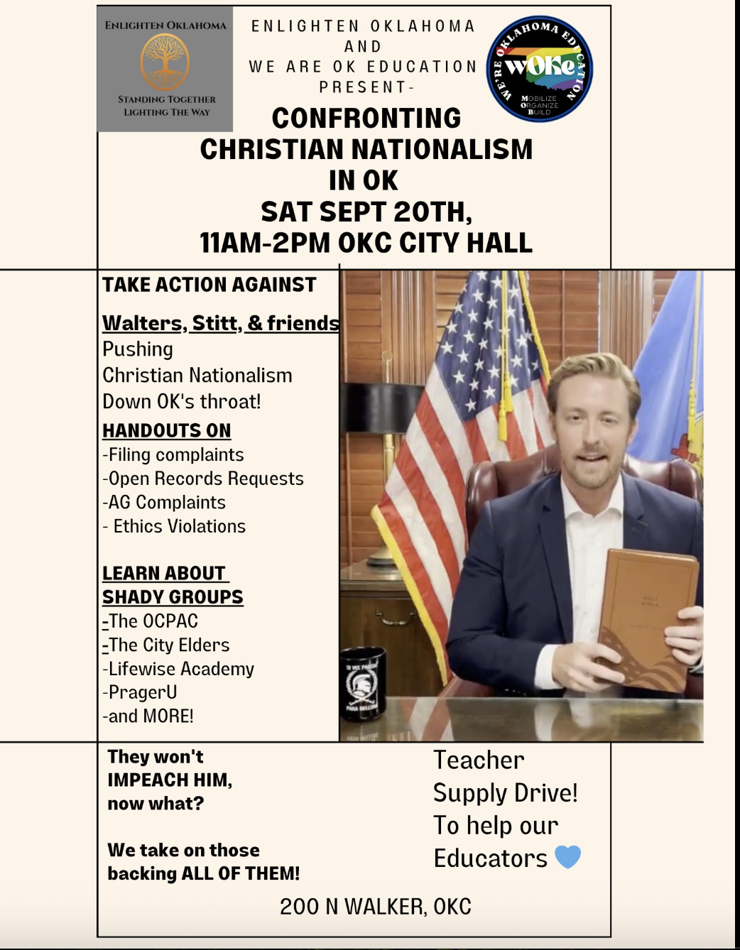(OKC) Confronting Christian Nationalism Protest