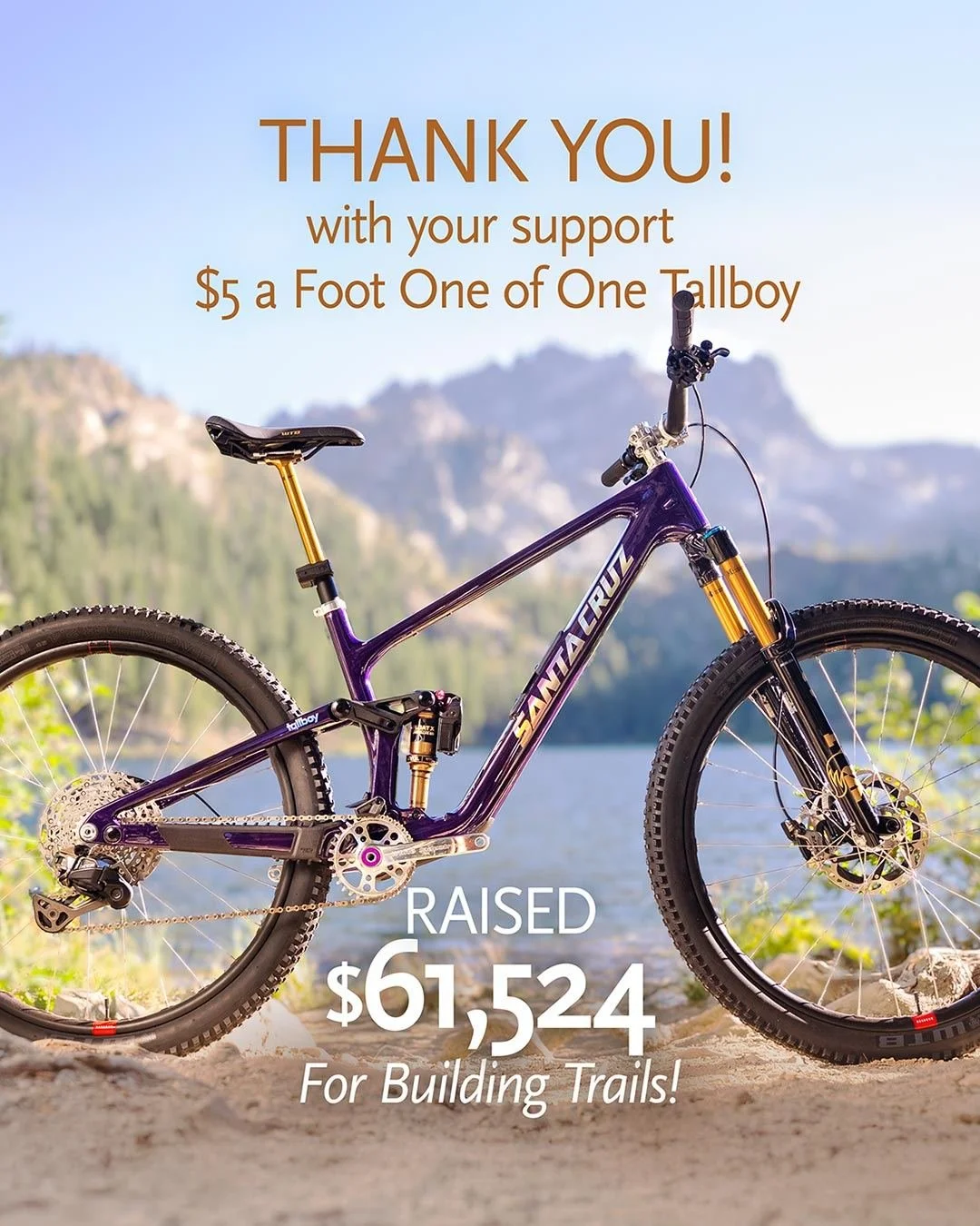 Sending a MASSIVE thank you to everyone who donated to this year's 5 Bikes a Foot fundraiser, and to our amazing partners who made this campaign possible. Together we raised more than $61,000 for Lost Sierra trails. These dollars directly support our