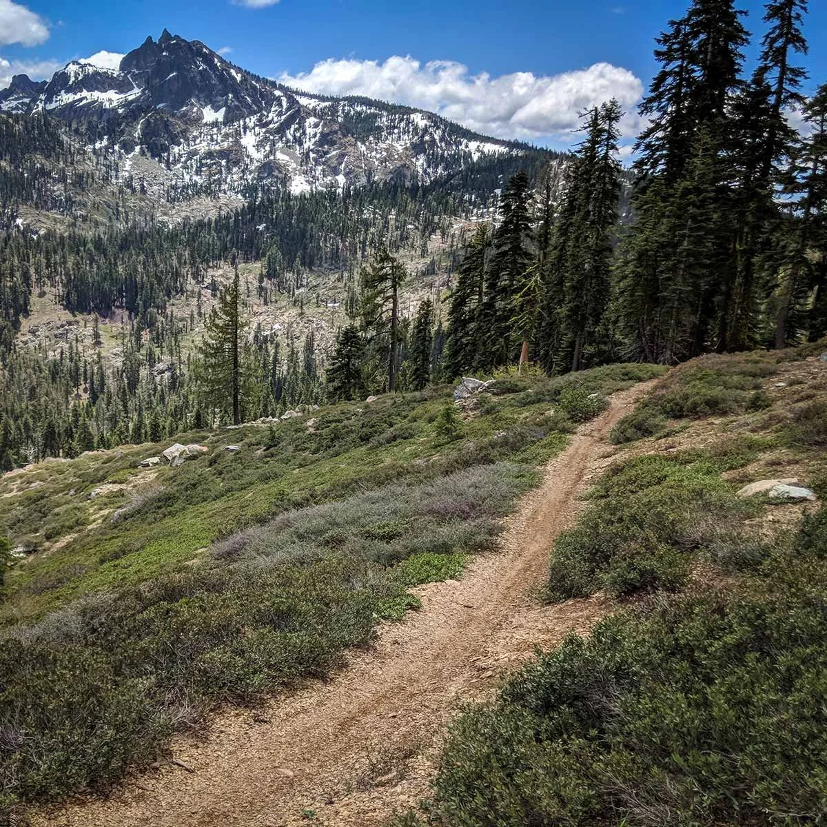 High mountain trail with mountain in background