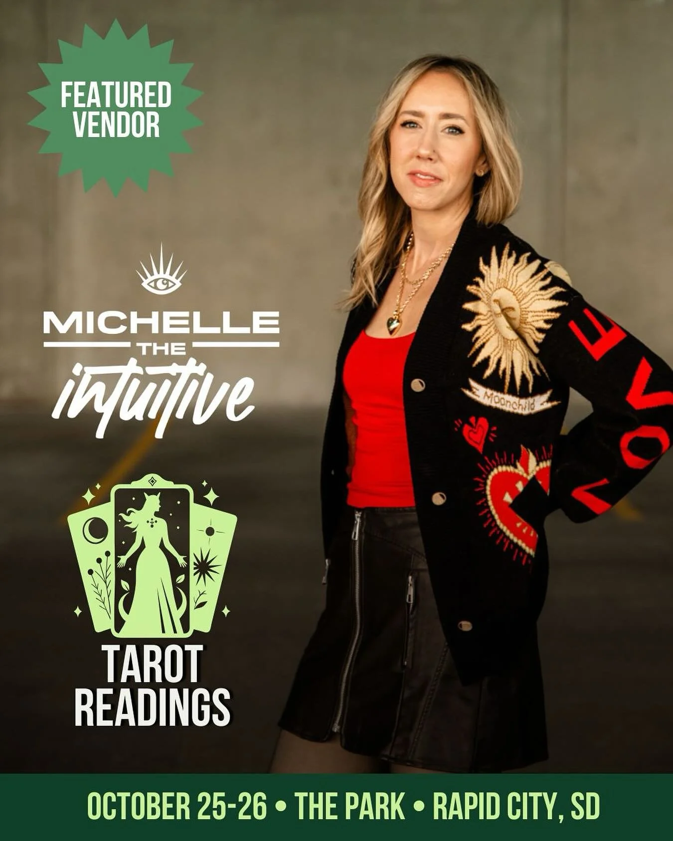 🔮 Vendor Spotlight:&nbsp;@michelletheintuitive&nbsp;🔮
 Ready for clarity, insight, and a touch of magic? ✨
 Michelle Schneider will be offering tarot readings at the Rapid City Spirit Expo&mdash;tapping into divine guidance to help you navigate lov