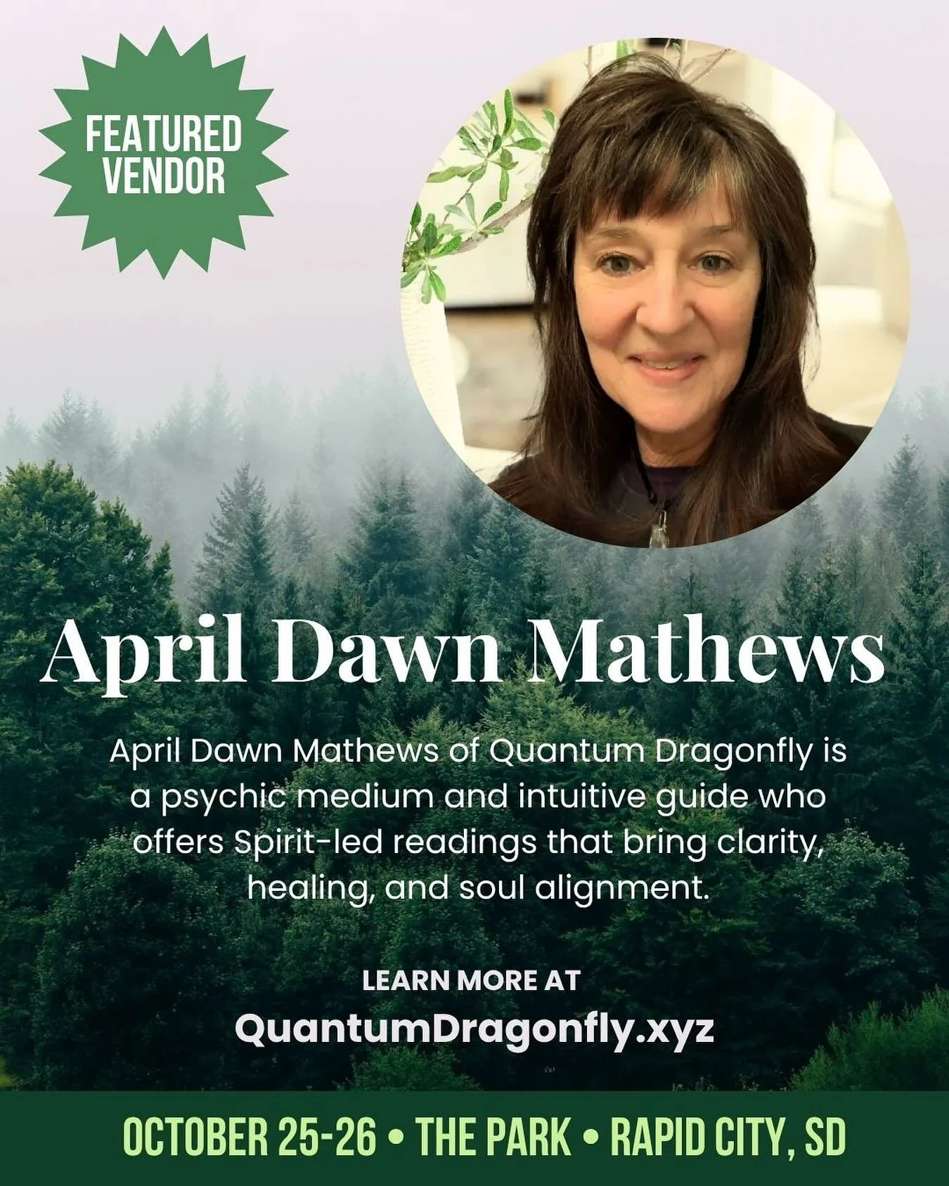 ✨ Vendor Spotlight: April Dawn Mathews at Quantum Dragonfly ✨

Step into the sacred with April Dawn Mathews🕊️ &mdash; a psychic medium, intuitive guide, and spiritual regenerator. Each session with April is a unique, Spirit-led dialogue between real