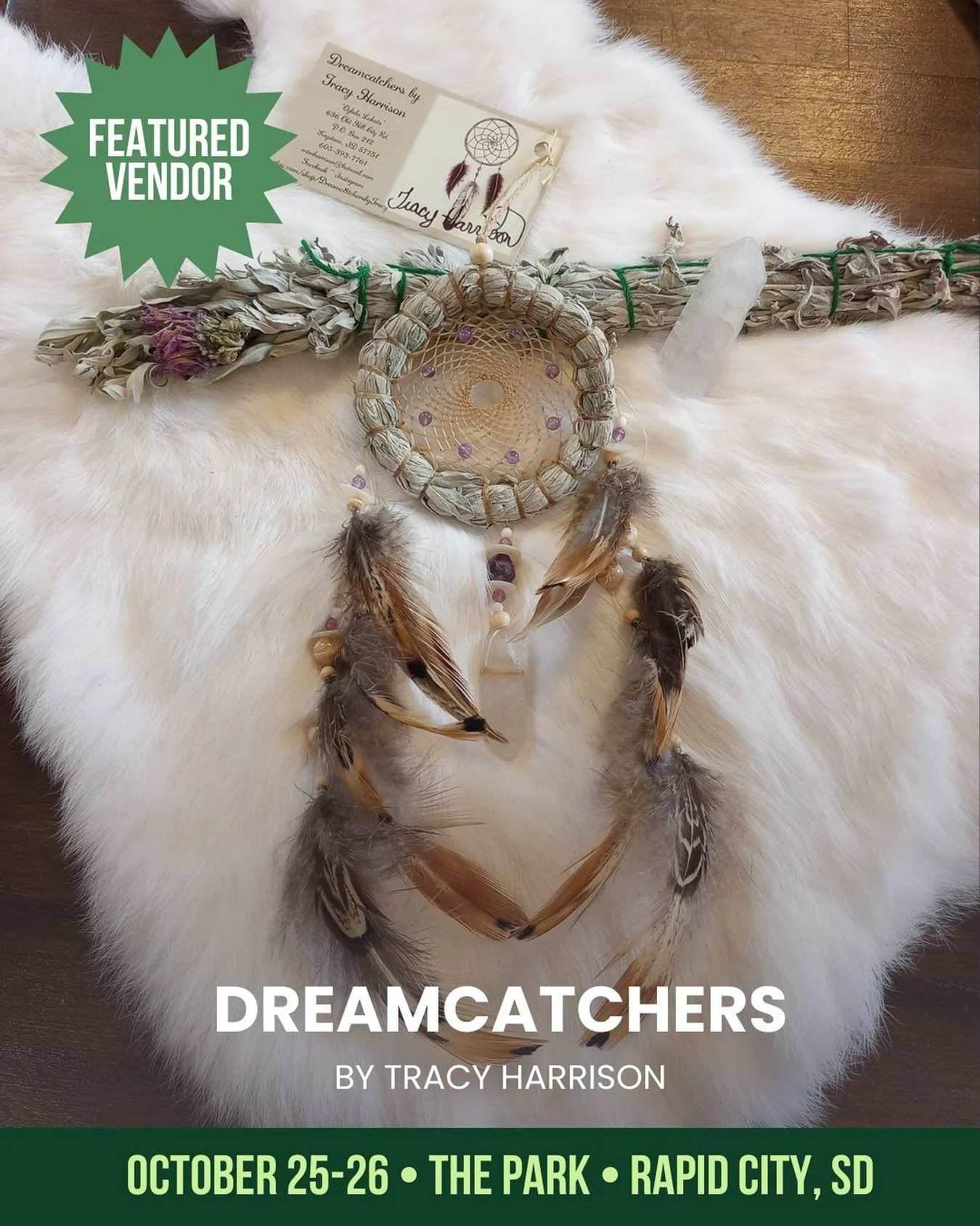 ✨ Vendor Spotlight: Dreamcatchers by Tracy Harrison ✨

Handmade with heart in the Black Hills of South Dakota, each piece by Tracy Harrison is a one-of-a-kind authentic Native American dreamcatcher &mdash; woven with intention, tradition, and spirit.