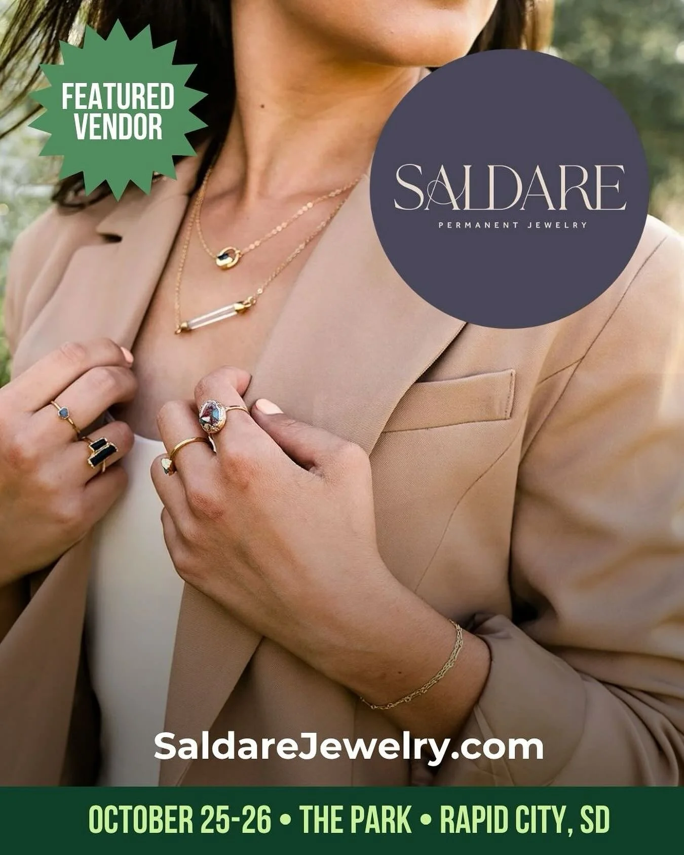 ✨ Vendor Spotlight: Saldare Jewelry ✨

Indulge in a luxury, custom-fit jewelry experience with Saldare Jewelry. 💎✨ Specializing in permanent anklets, bracelets, necklaces, and rings, each piece is crafted from high-quality gold-filled and sterling s