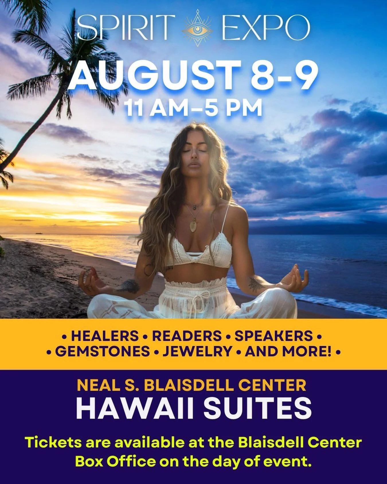 🌺 Join us for the Honolulu Spirit Expo 🌈✨
 August 8&ndash;9, 2026 from 11 AM &ndash; 5 PM at the Neal S. Blaisdell Center &ndash; Hawaii Suites for two magical days of healing, readings, inspiring speakers, gemstones, handmade jewelry, and more! 🔮