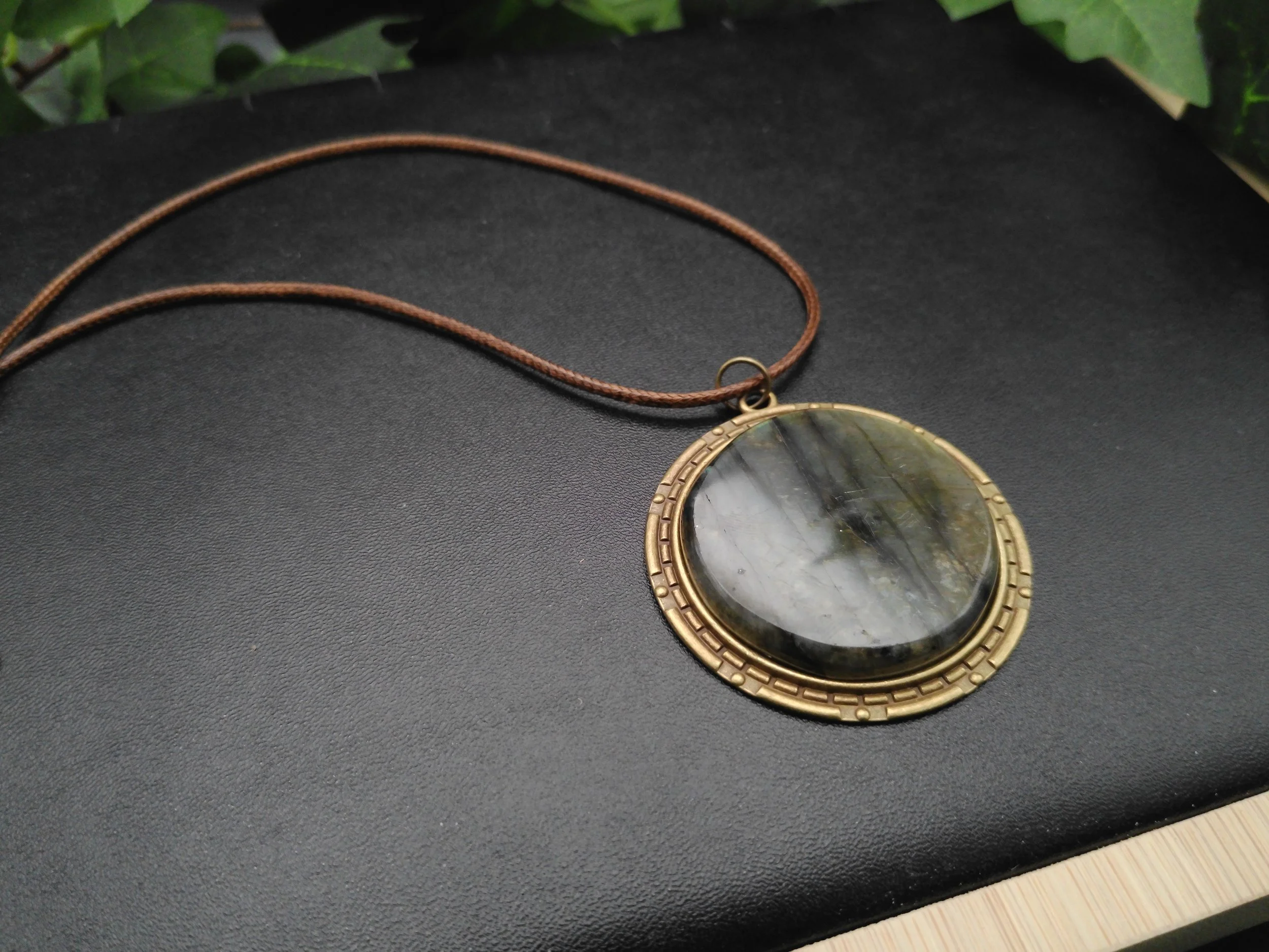 Labradorite Pendant- Large In Bronze
