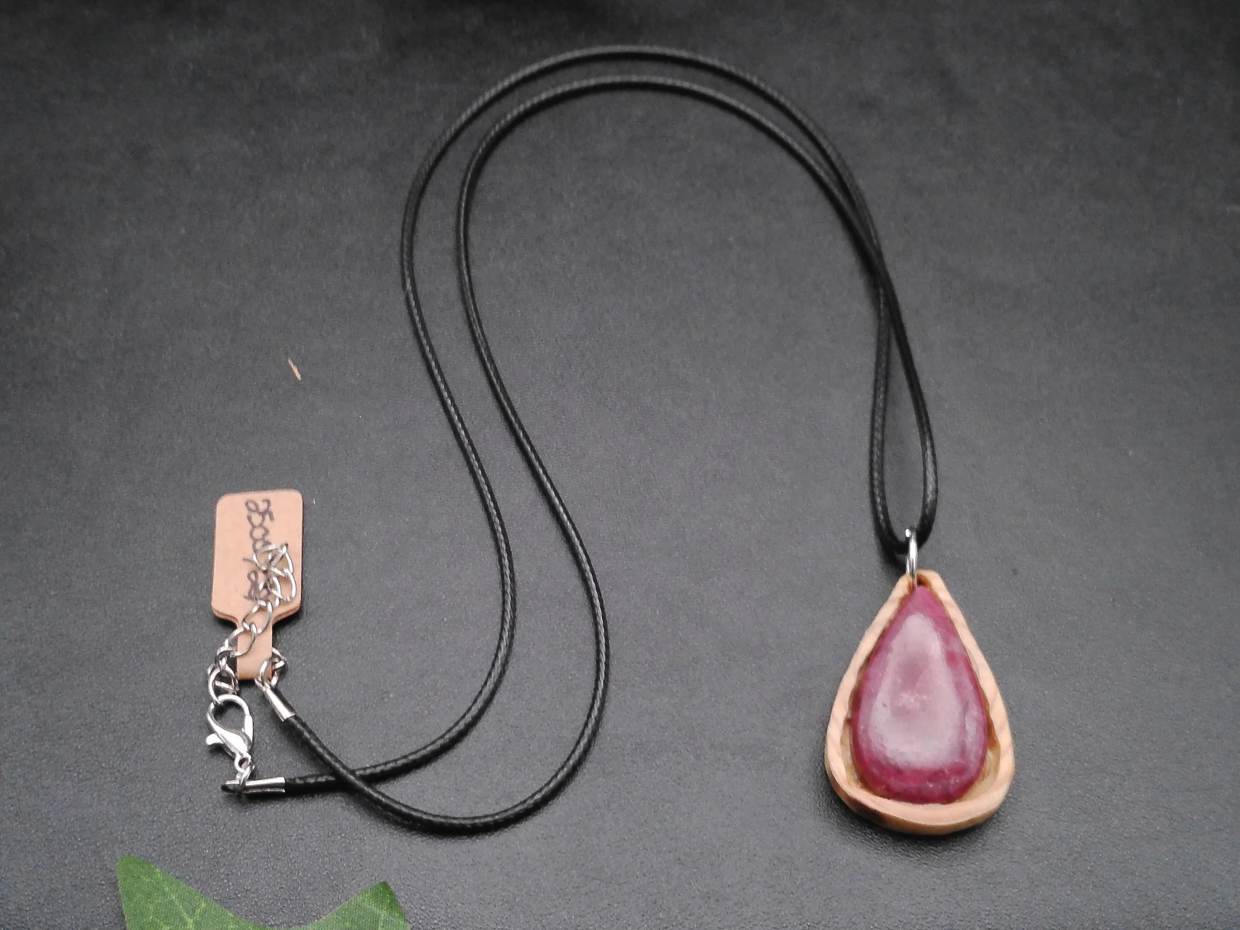Rhodonite Set in Wood