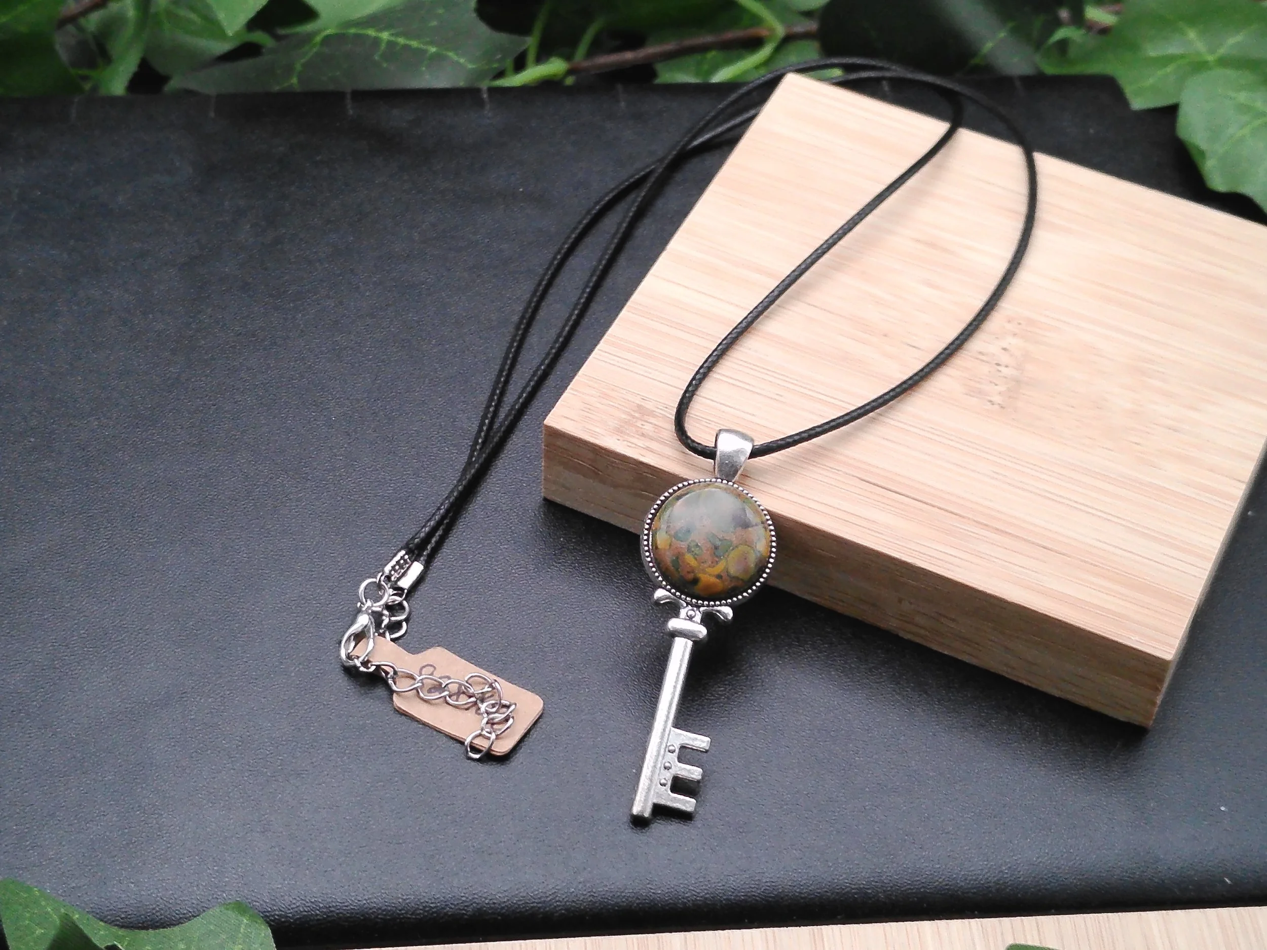 Key Pendant with Fruit Jasper