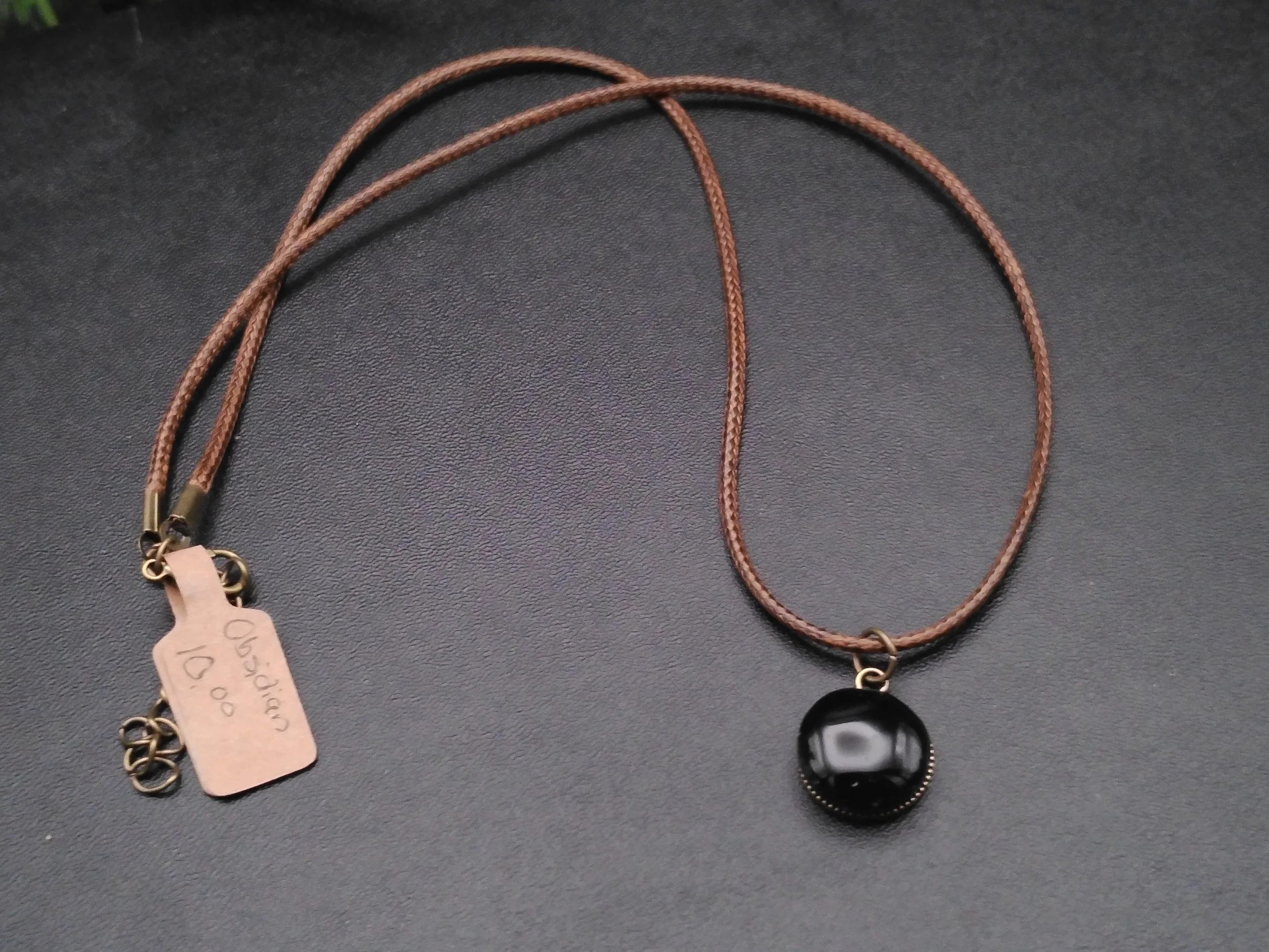 Black Obsidian Pendant in Bronze