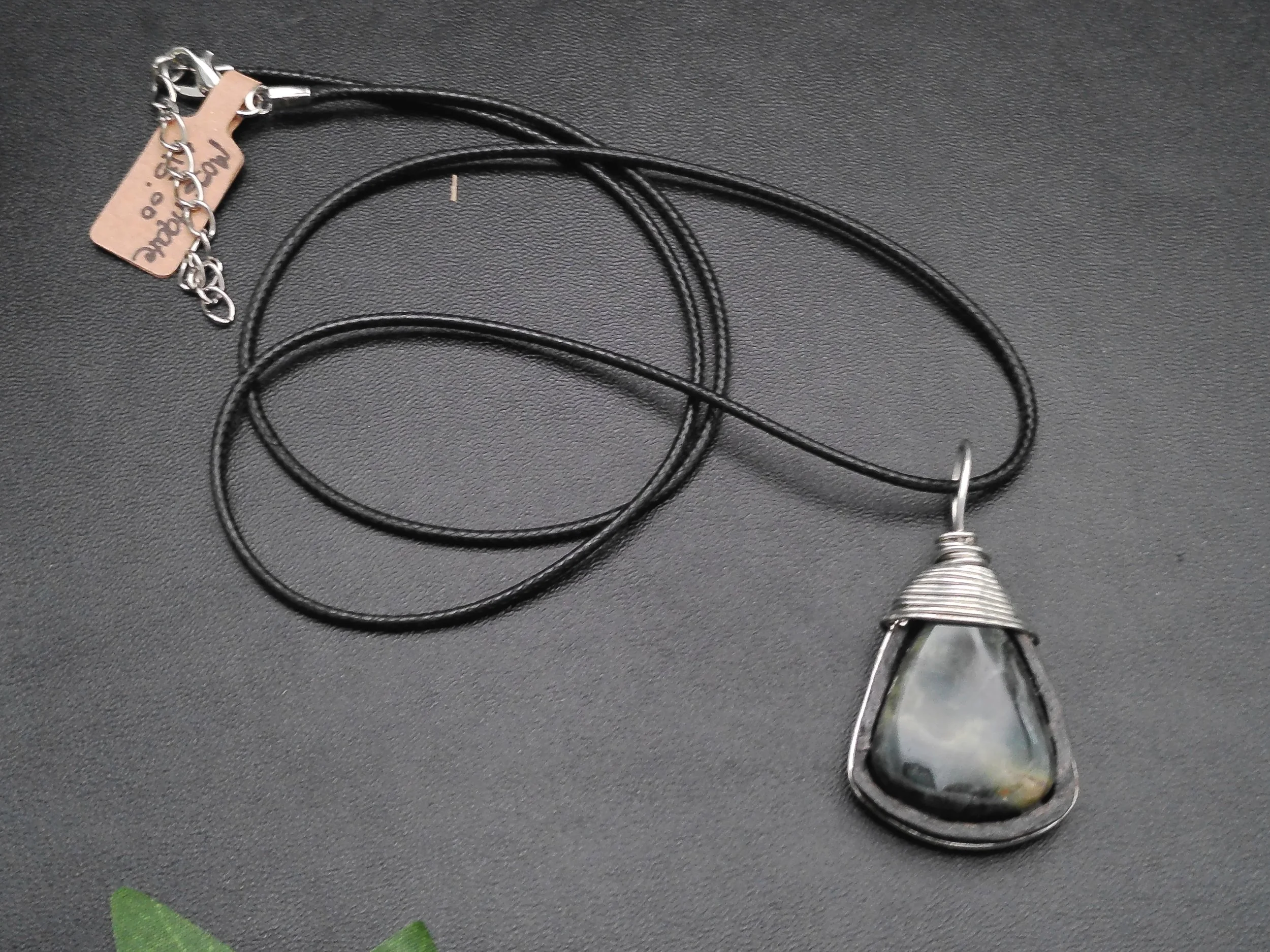 Moss Agate set in wood