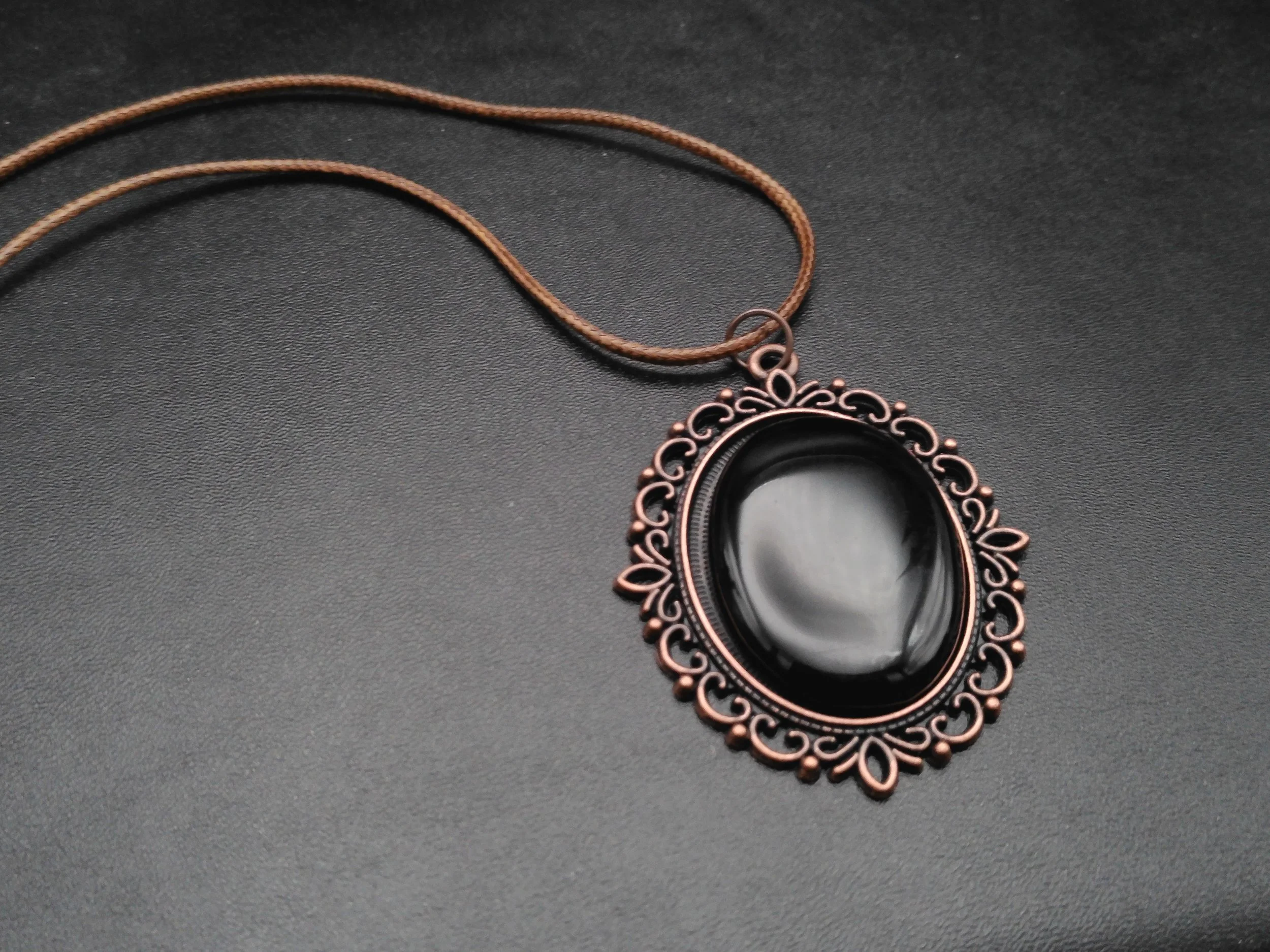 Black Obsidian Pendant set in bronze