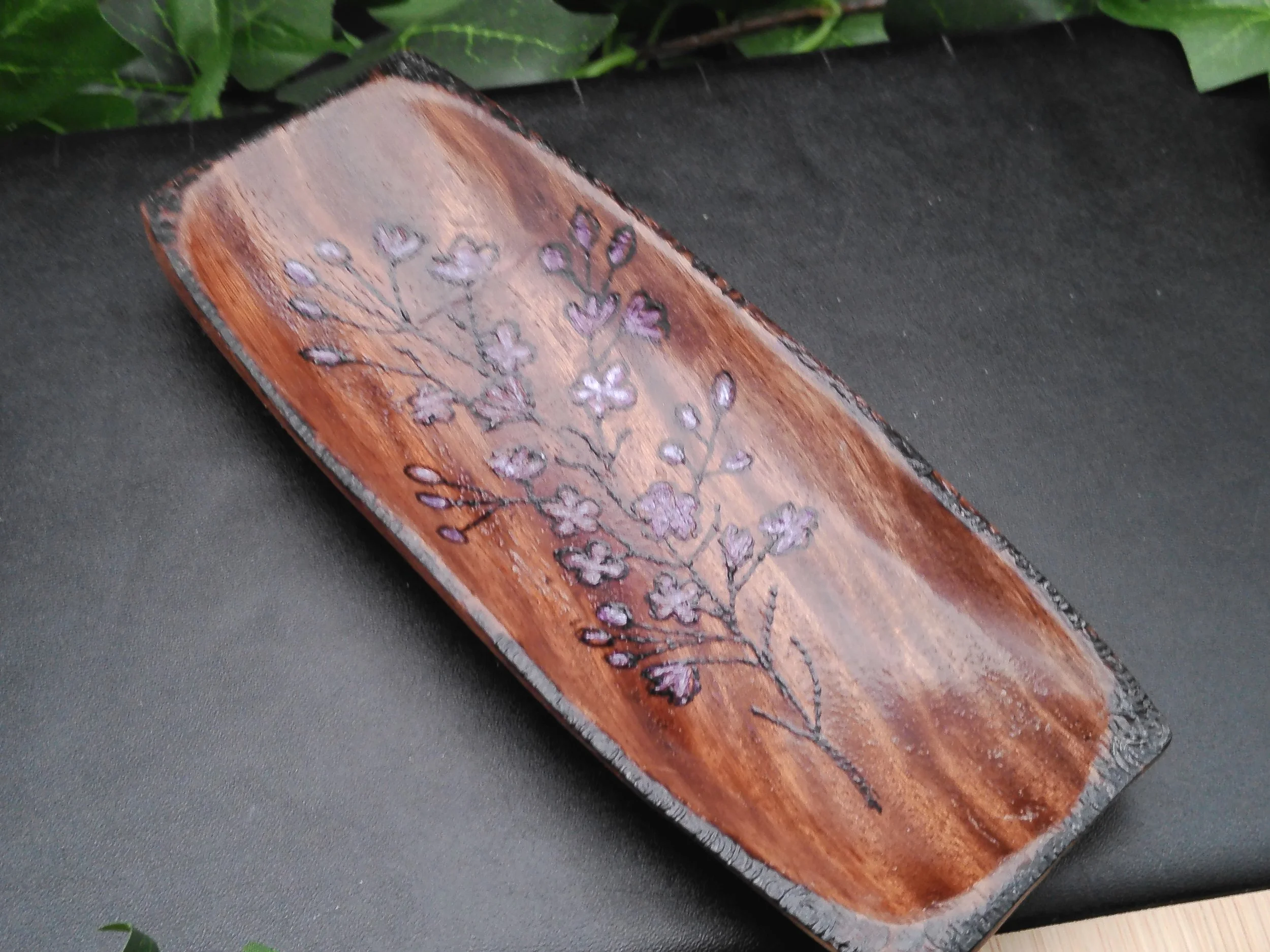 Purple Flowers Trinket Tray