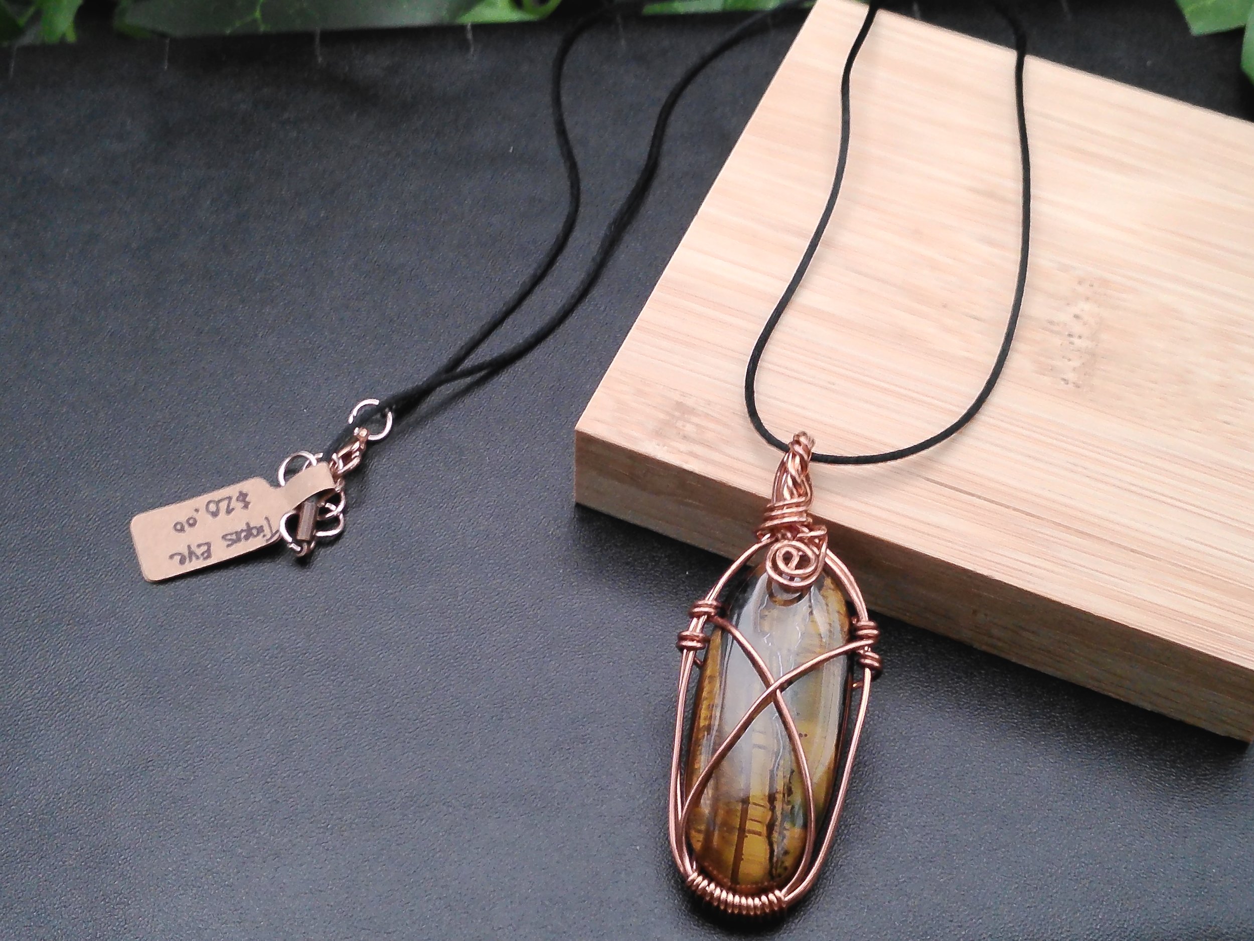 Tigers Eye in Copper wire