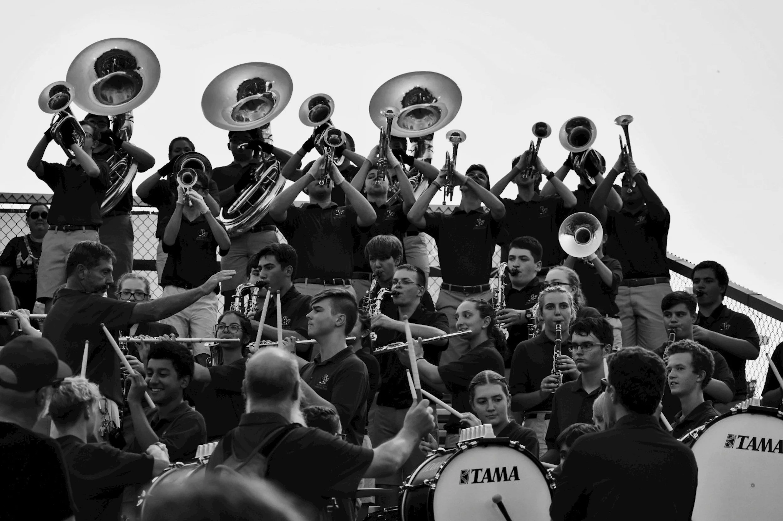marching band in stands