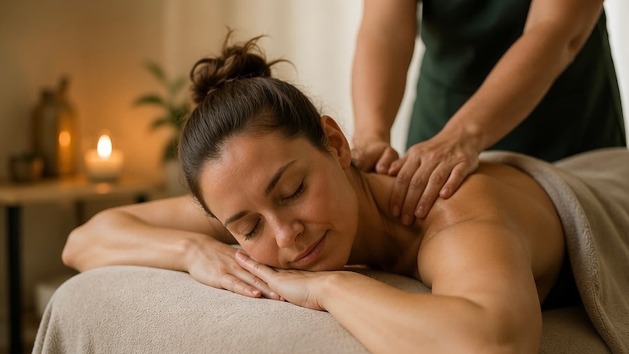 Therapeutic massage helping relieve muscle tension after gardening and yard work.