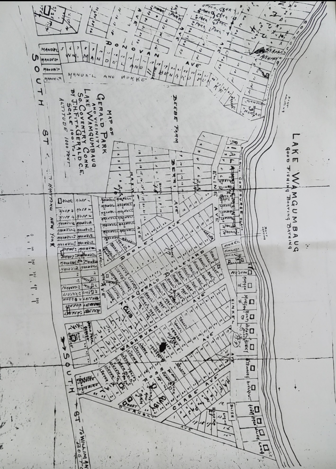 Early Survey Map of Gerald Park Area, Survey Work by Charles Mellor, C.E., New York, and signed off by J. Fitzgerald