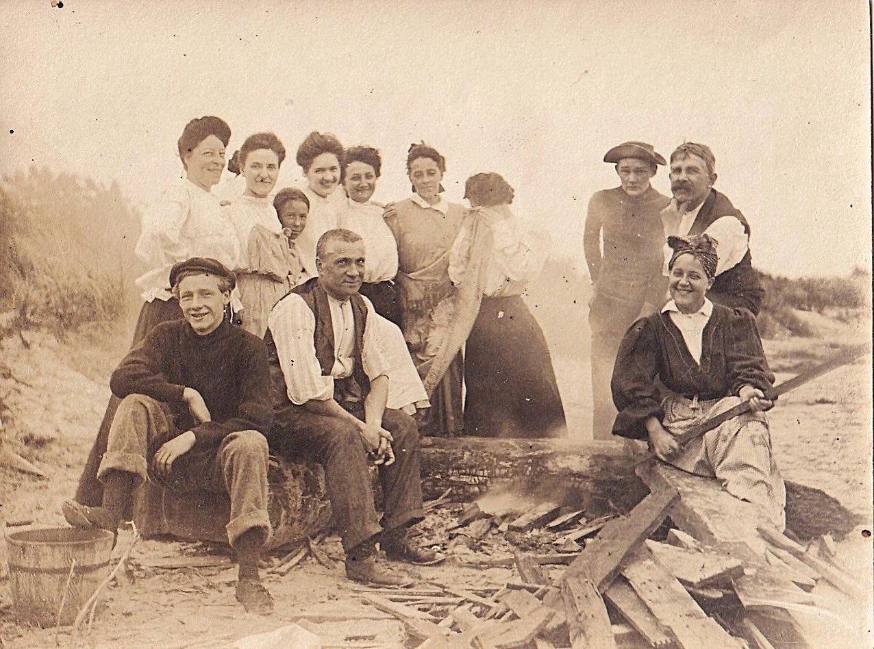 Ethel Avery and friends by the lake