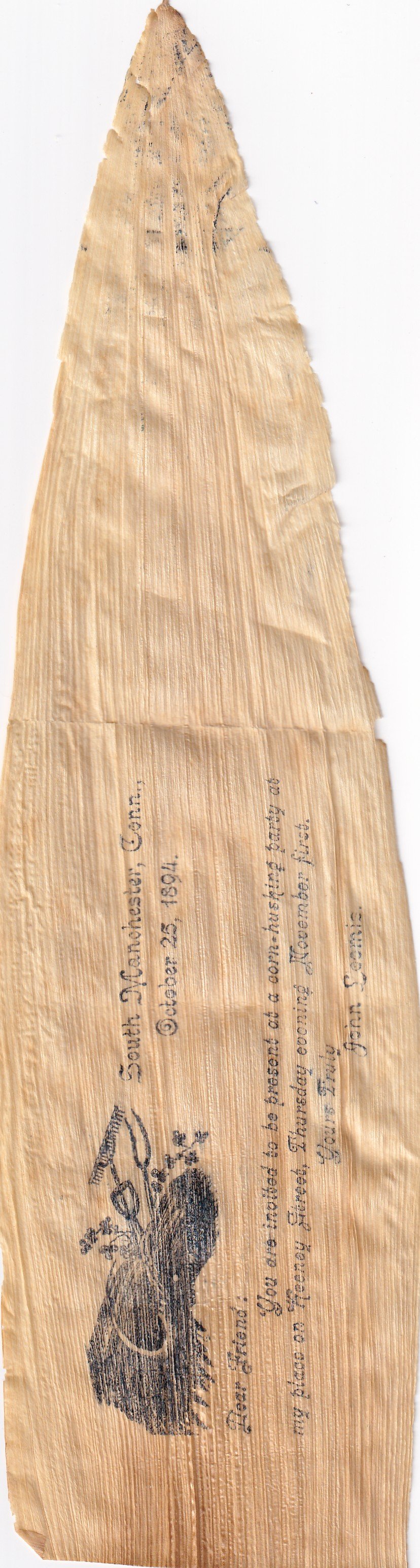 Historical paper or parchment with handwritten text and a small illustration of a rock with plants, dated October 25, 1894, from South Mootsuken County, showing a signature at the bottom.