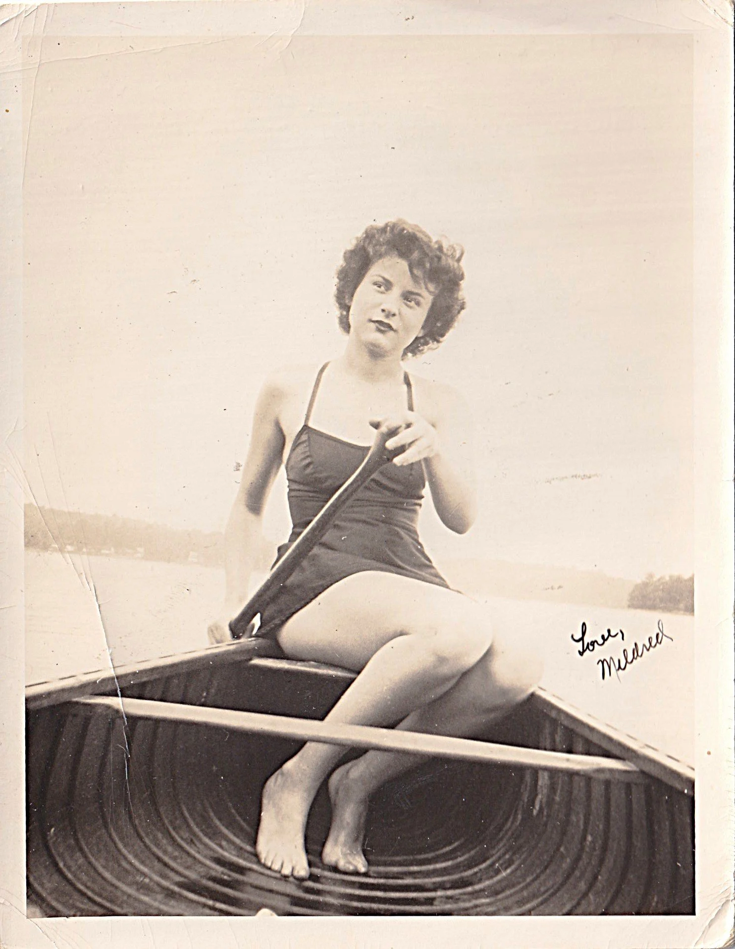 Mildred Hansen in Old Town Canoe