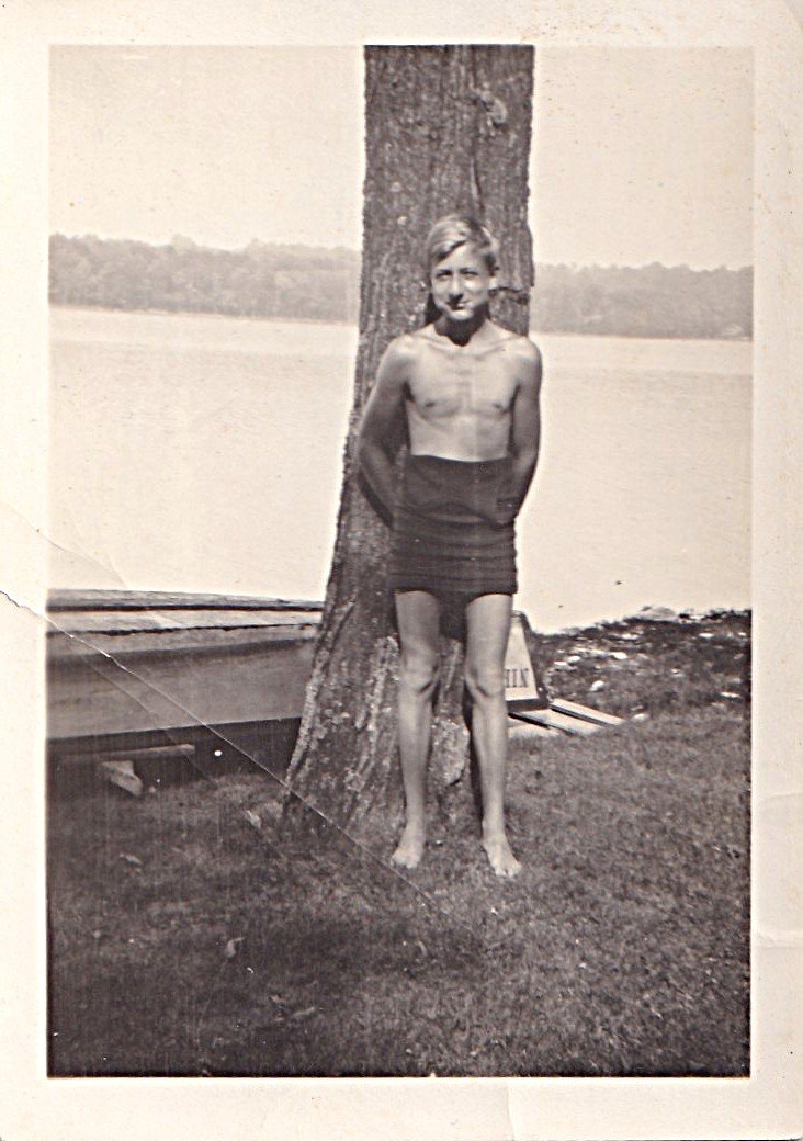 Young John Mellor by lake at 74 Avery Shores