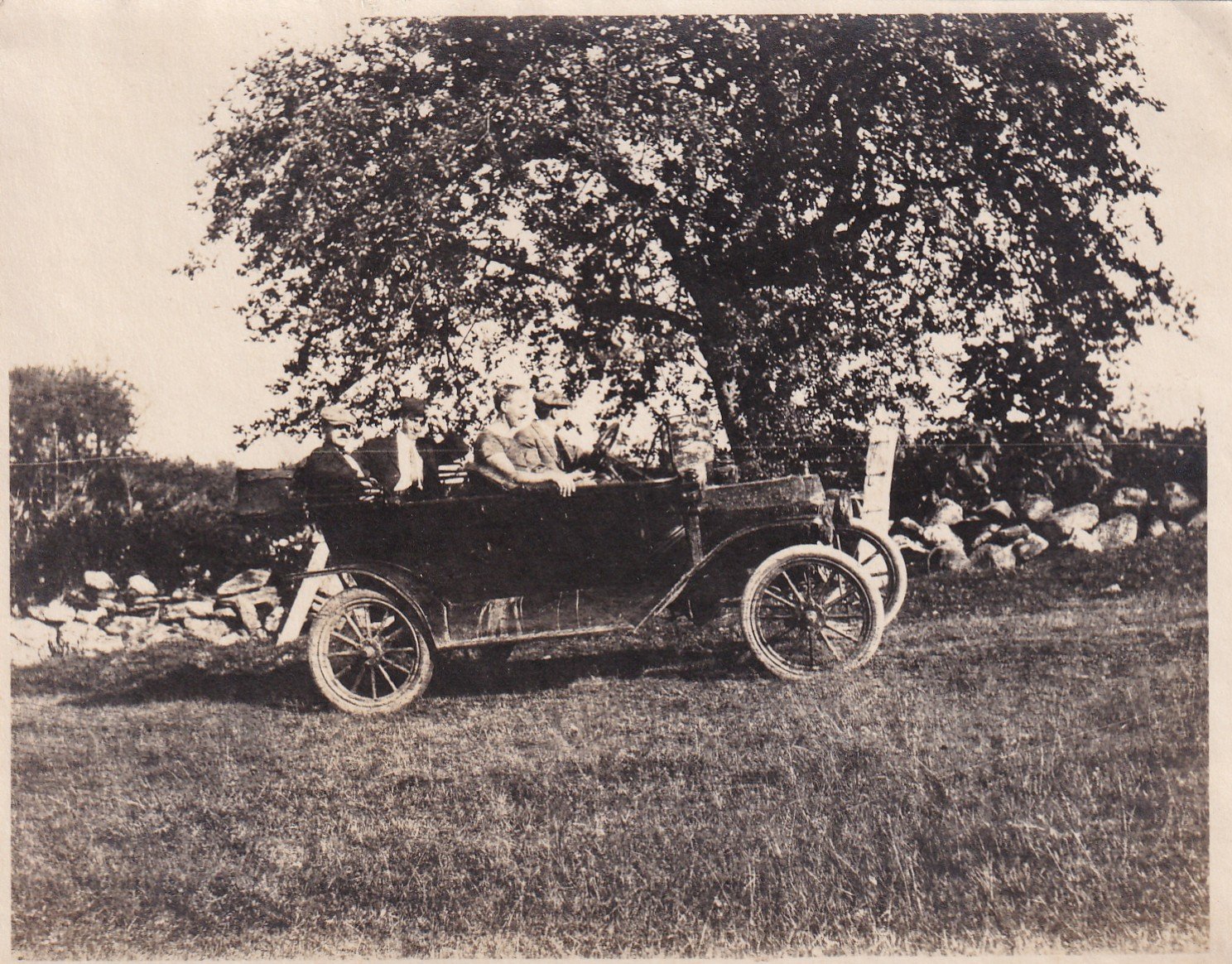 Arnold out for a joy ride with brother Marshall and friends