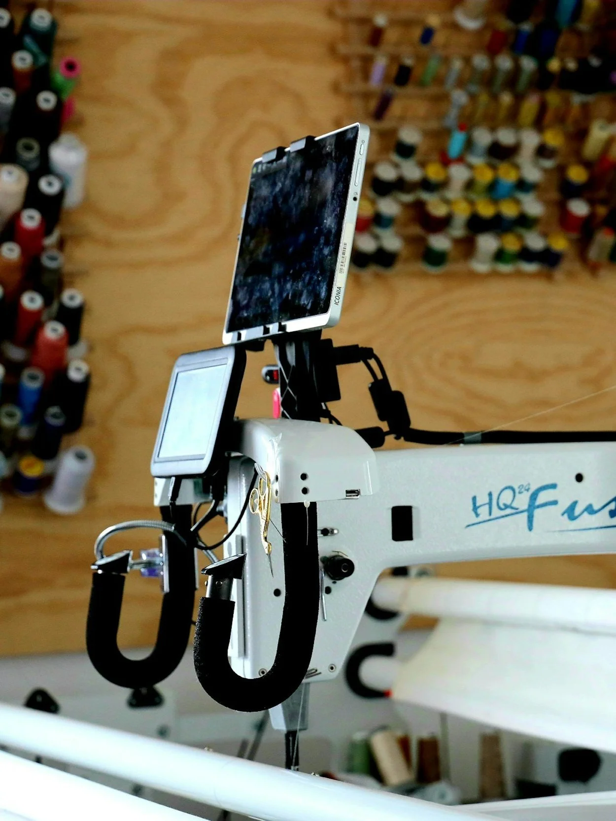An industrial embroidery machine