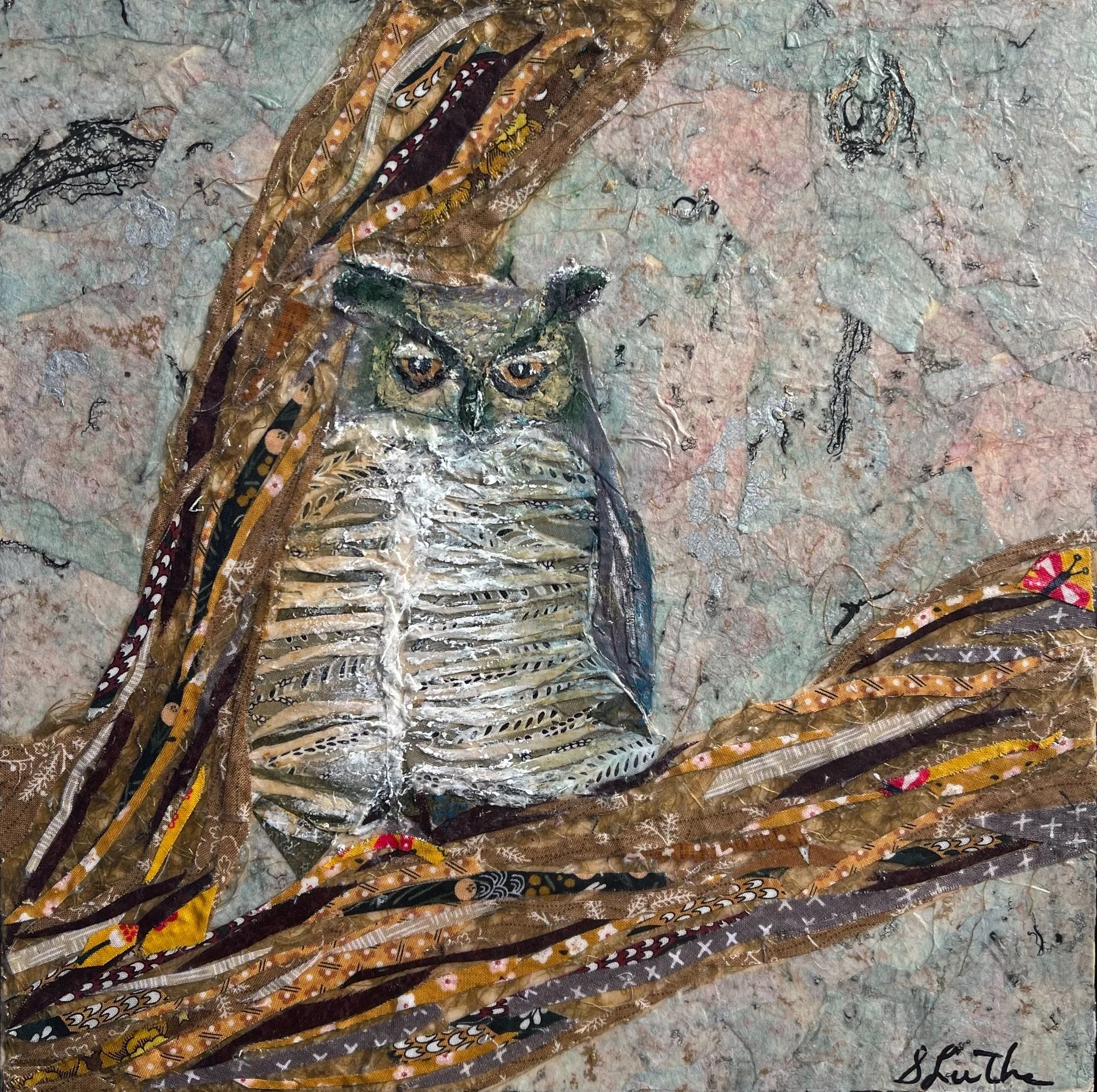 SOLD
Snow Owl
Fabric Collage on Wood
12x12